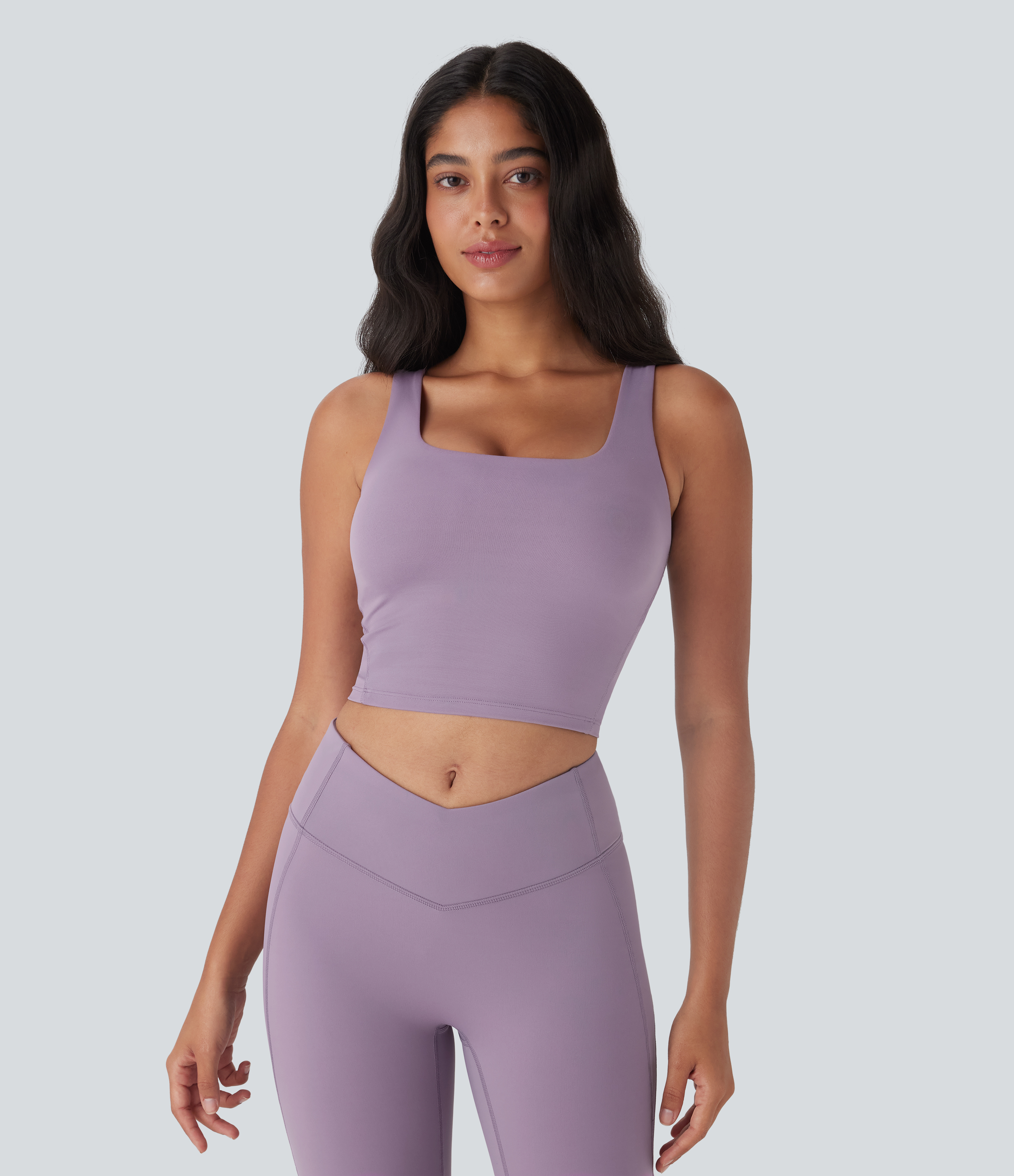 Tulip Purple Camiseta de tirantes Halara UltraSculpt™ de secado rápido para yoga con sujetador incorporado, espalda abierta y tacto fresco UPF 50+ / 2