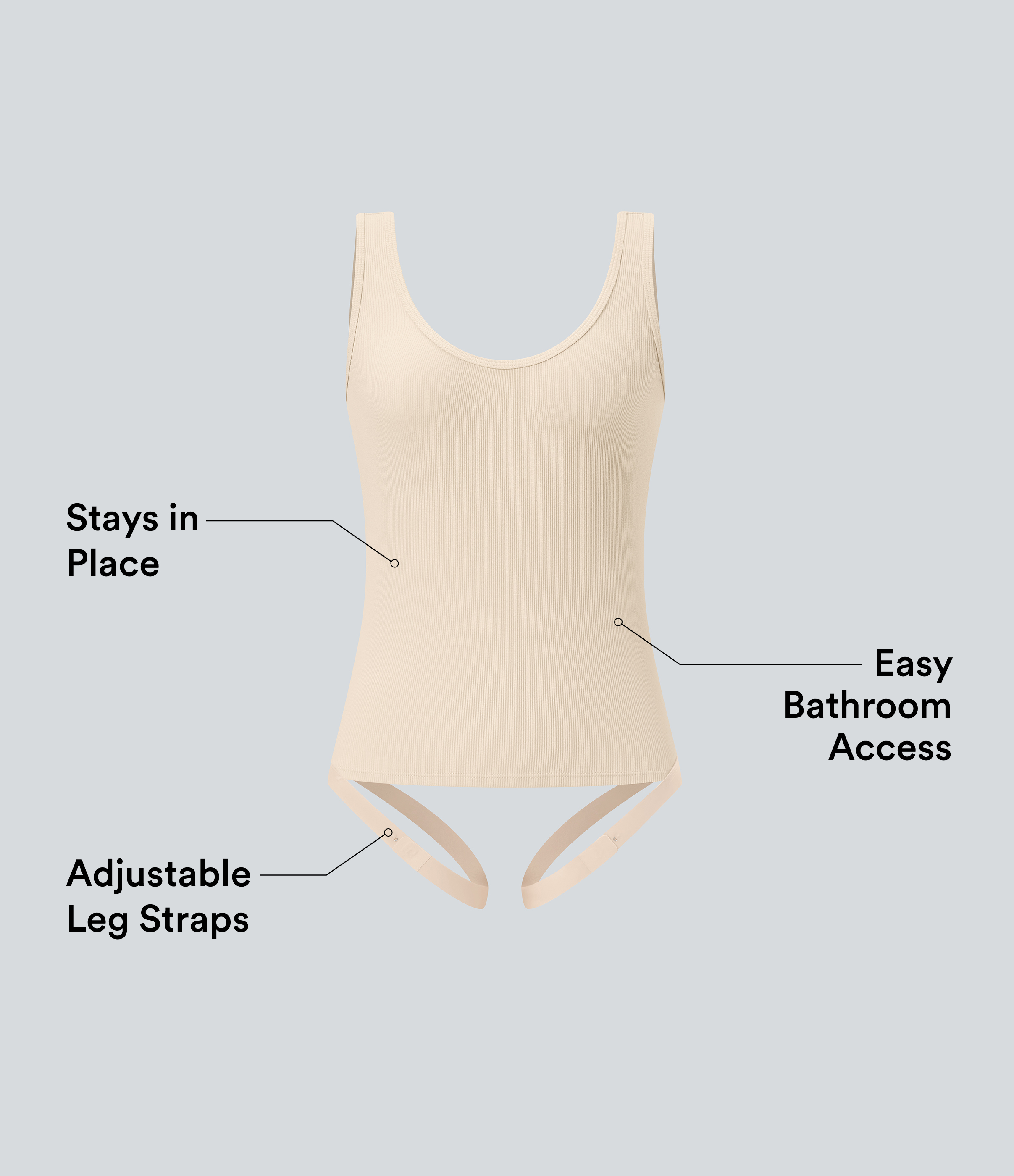 Arctic Wolf Body casual acanalado con cuello en U y tirantes ajustables en las piernas - Easy Peezy / 2