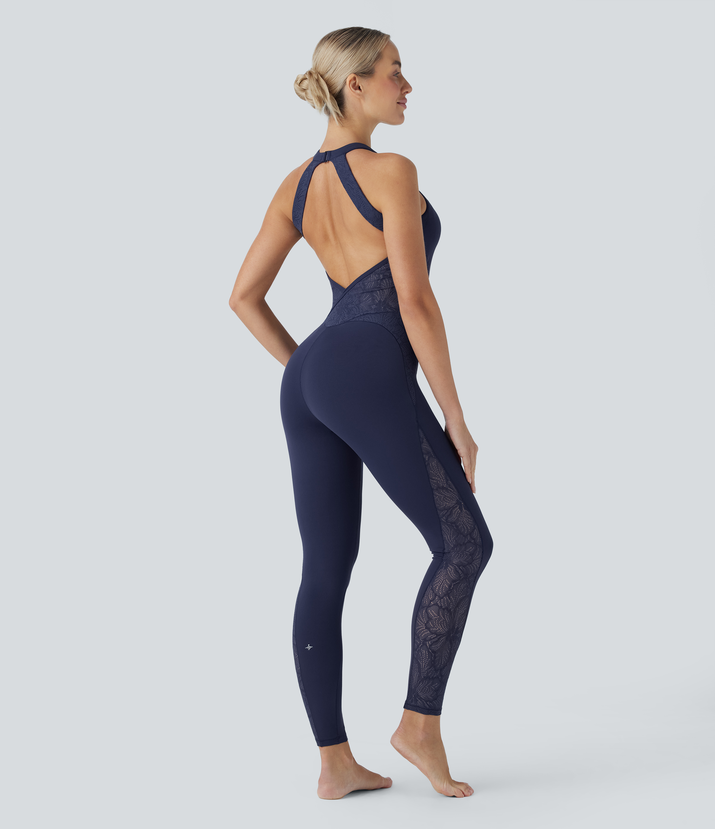 Peacoat SoftlyZero™ Combinaison de yoga moulante avec dentelle contrastée - UPF50+ / 1