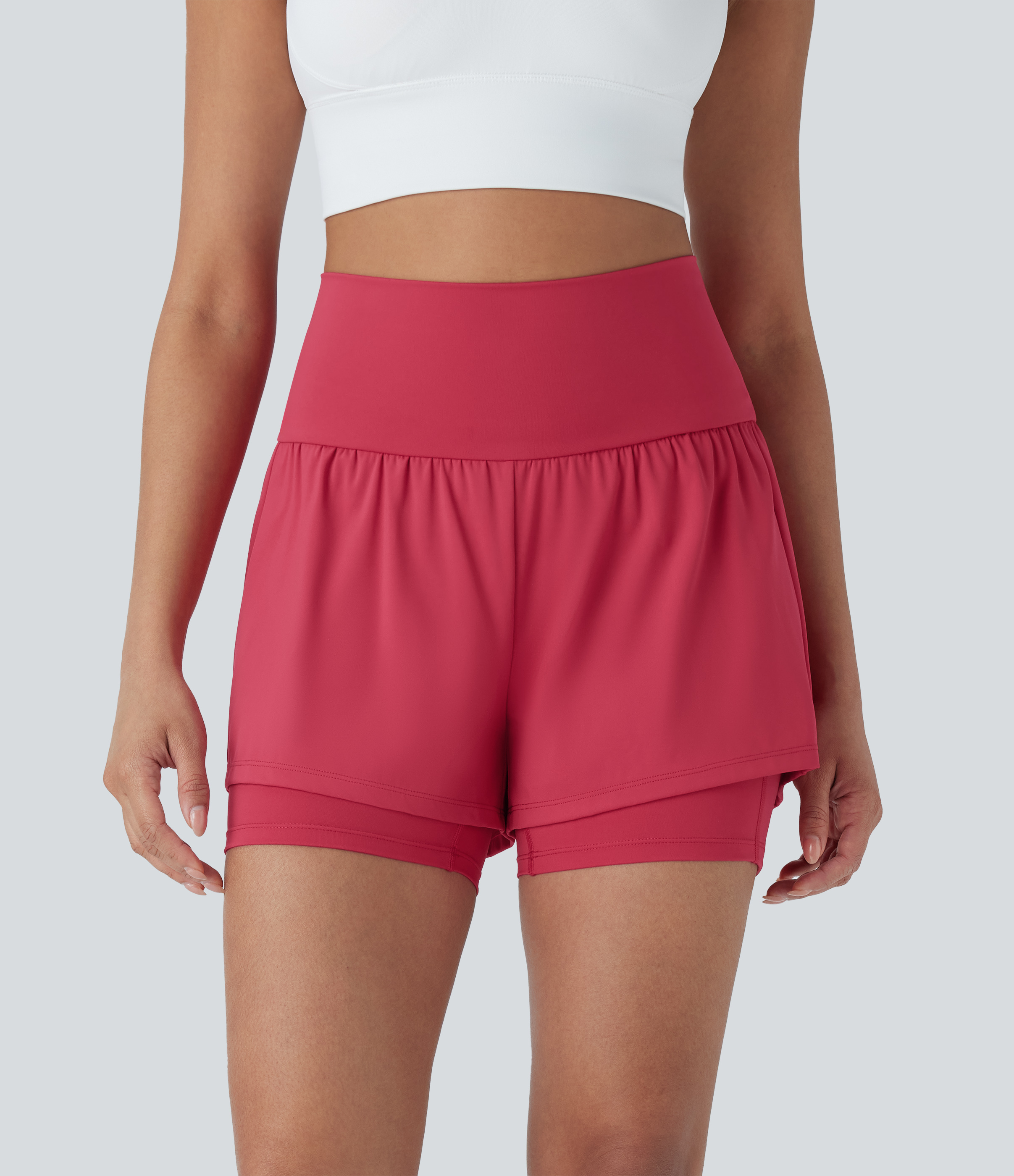 Softlyzero™ Airy 2-in-1 Cool Touch Yoga-Shorts mit superhoher Taille mit Taschen 12,7cm