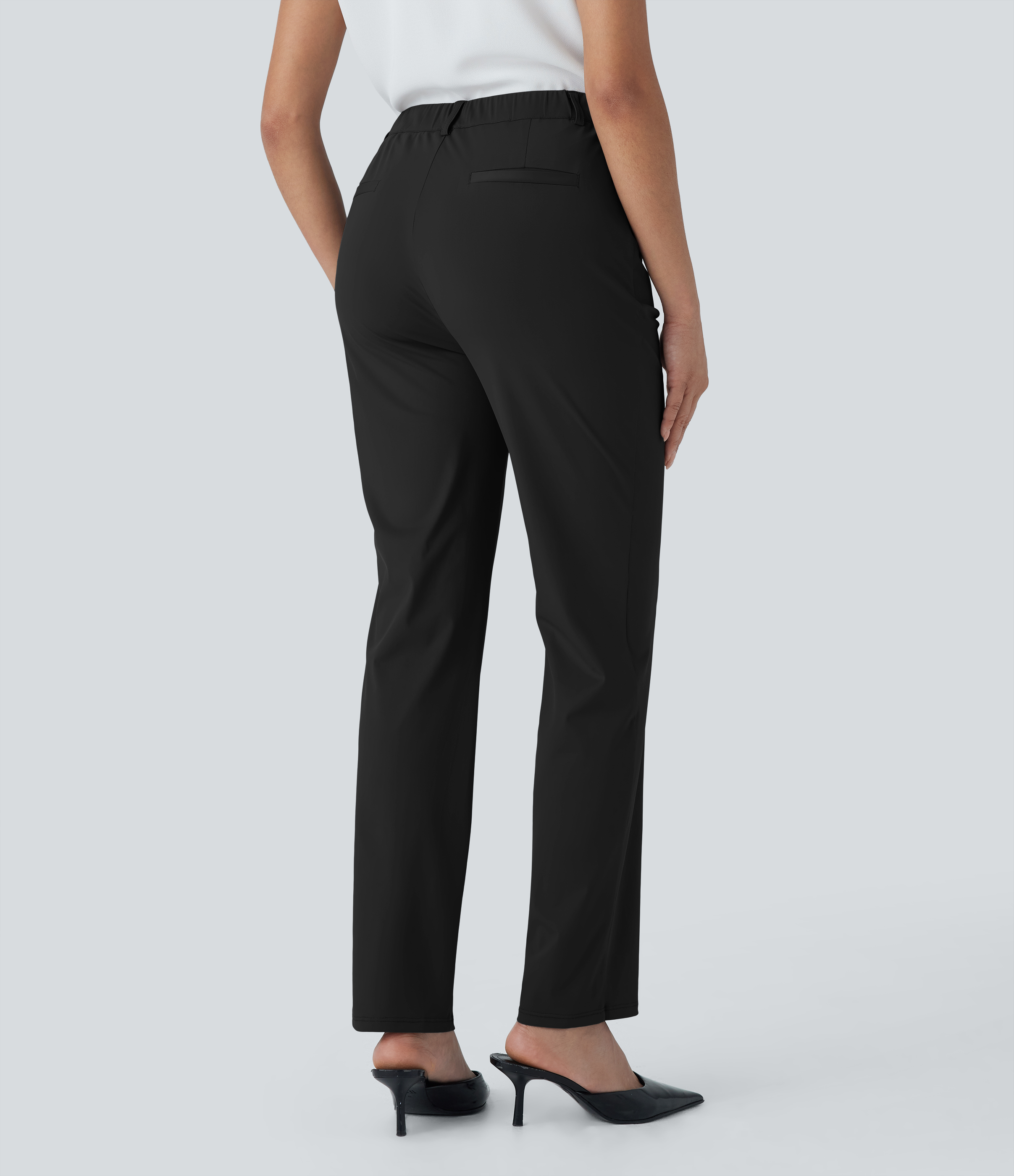 Black Mid Rise InstantCool Work Pants with Pockets / 2