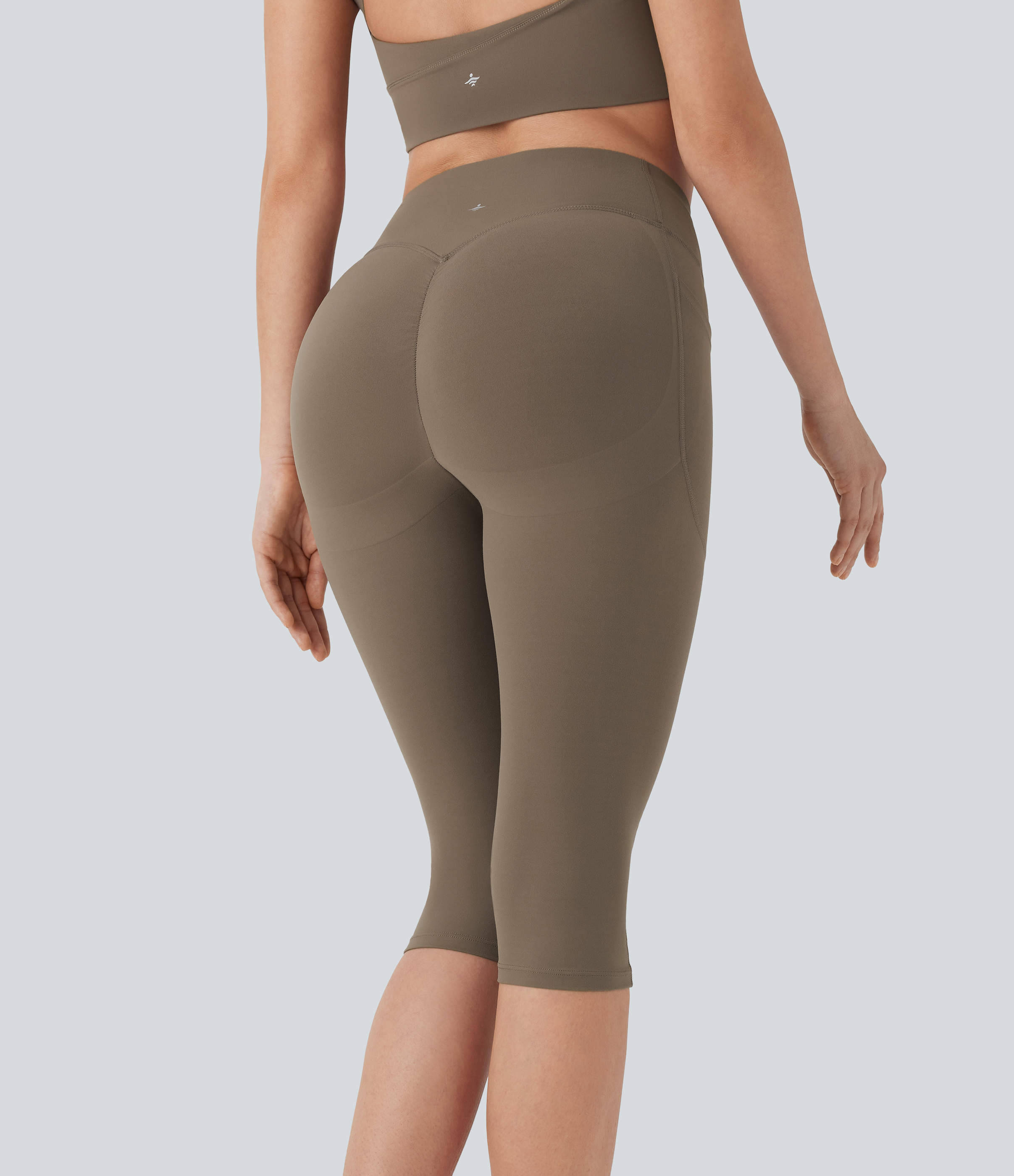 Dawn Brown Halara UltraSculpt™ High Waisted Scrunch Butt Lifting Tummy Control Shaping Training Pedal Pusher Leggings with Pockets / 2