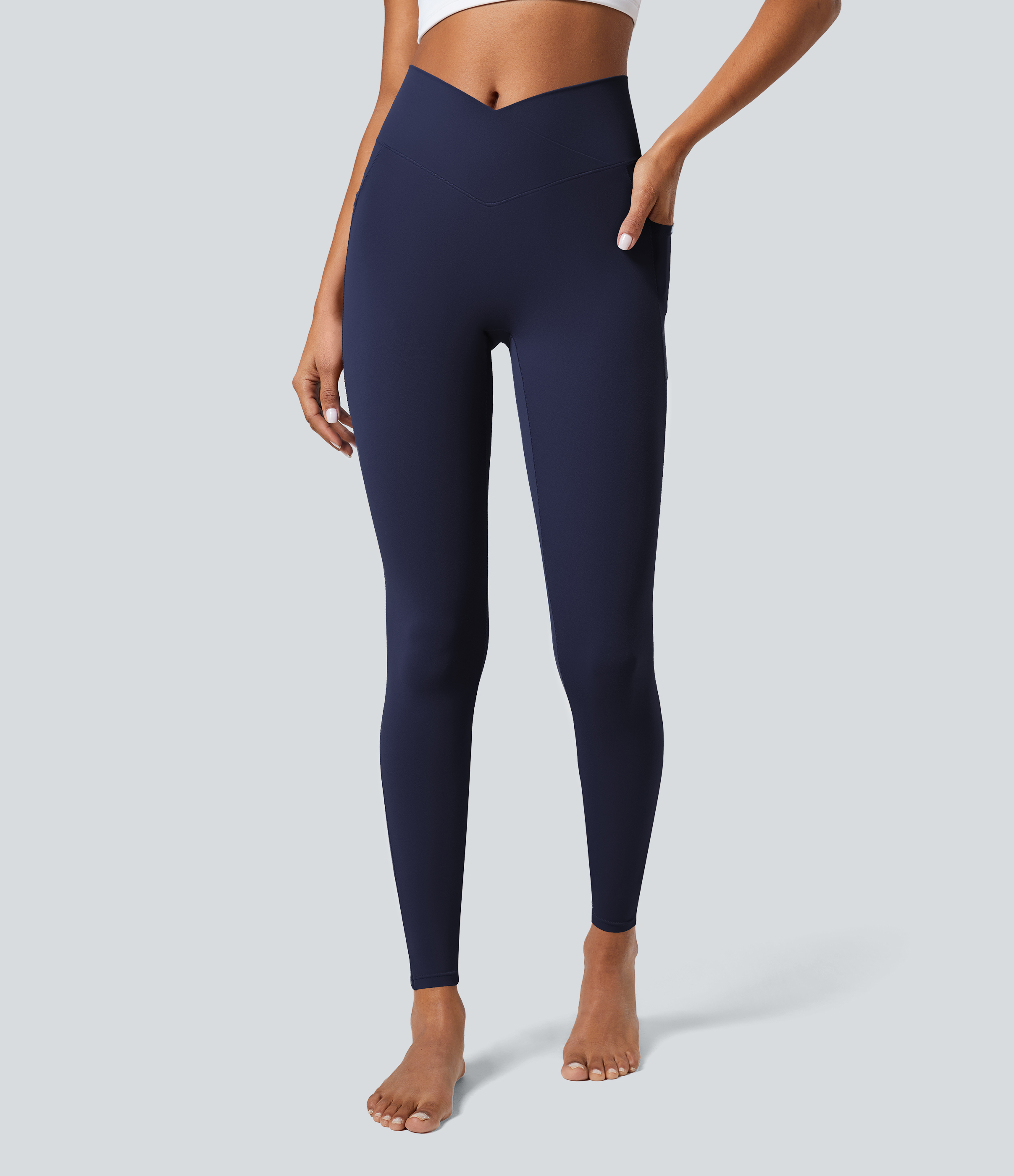 SoftlyZero™ Crossover Pocket Plain Leggings-UPF50+