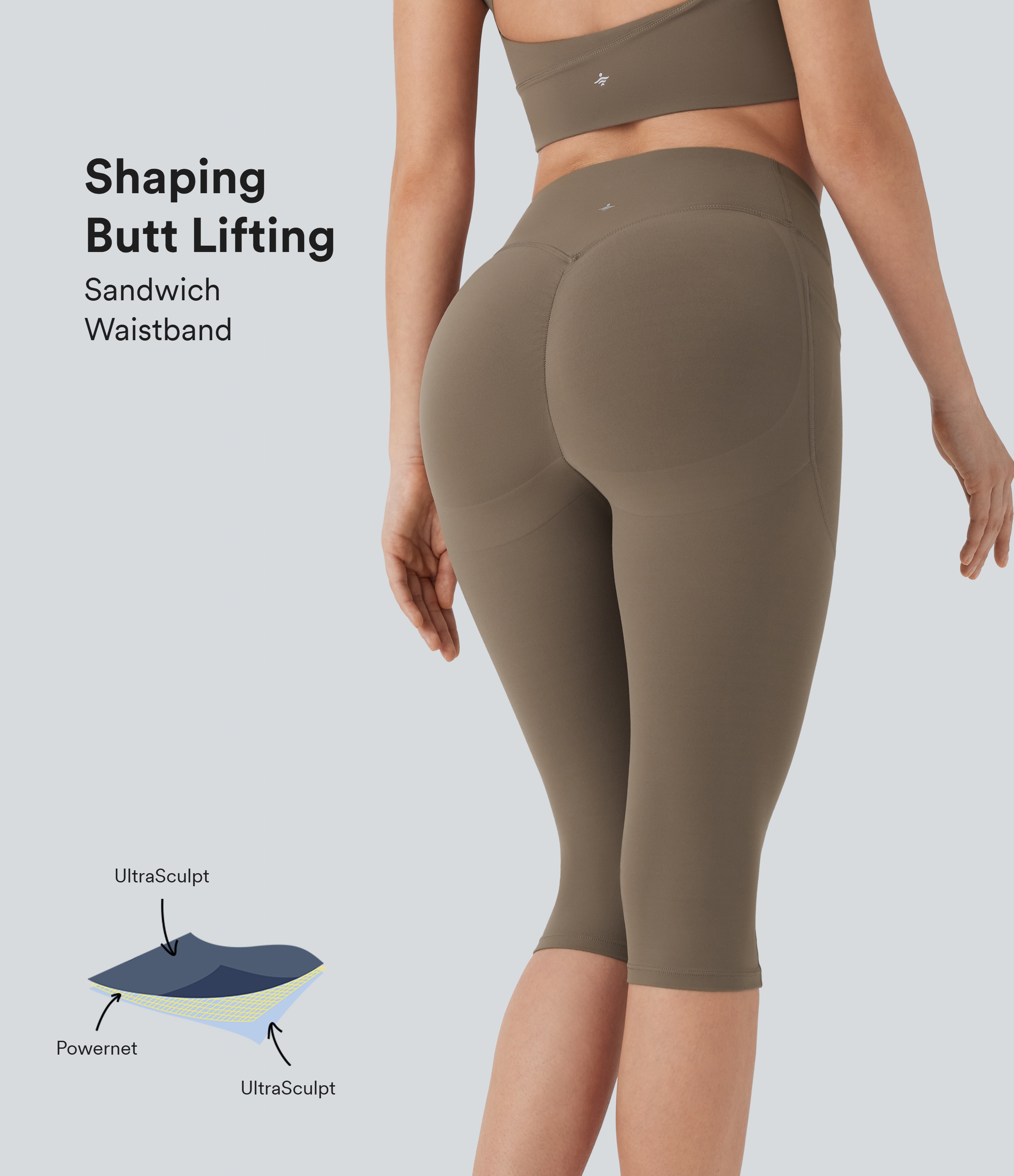 Halara UltraSculpt™ High Waisted Scrunch Butt Lifting Tummy Control Shaping Training Pedal Pusher Leggings with Pockets