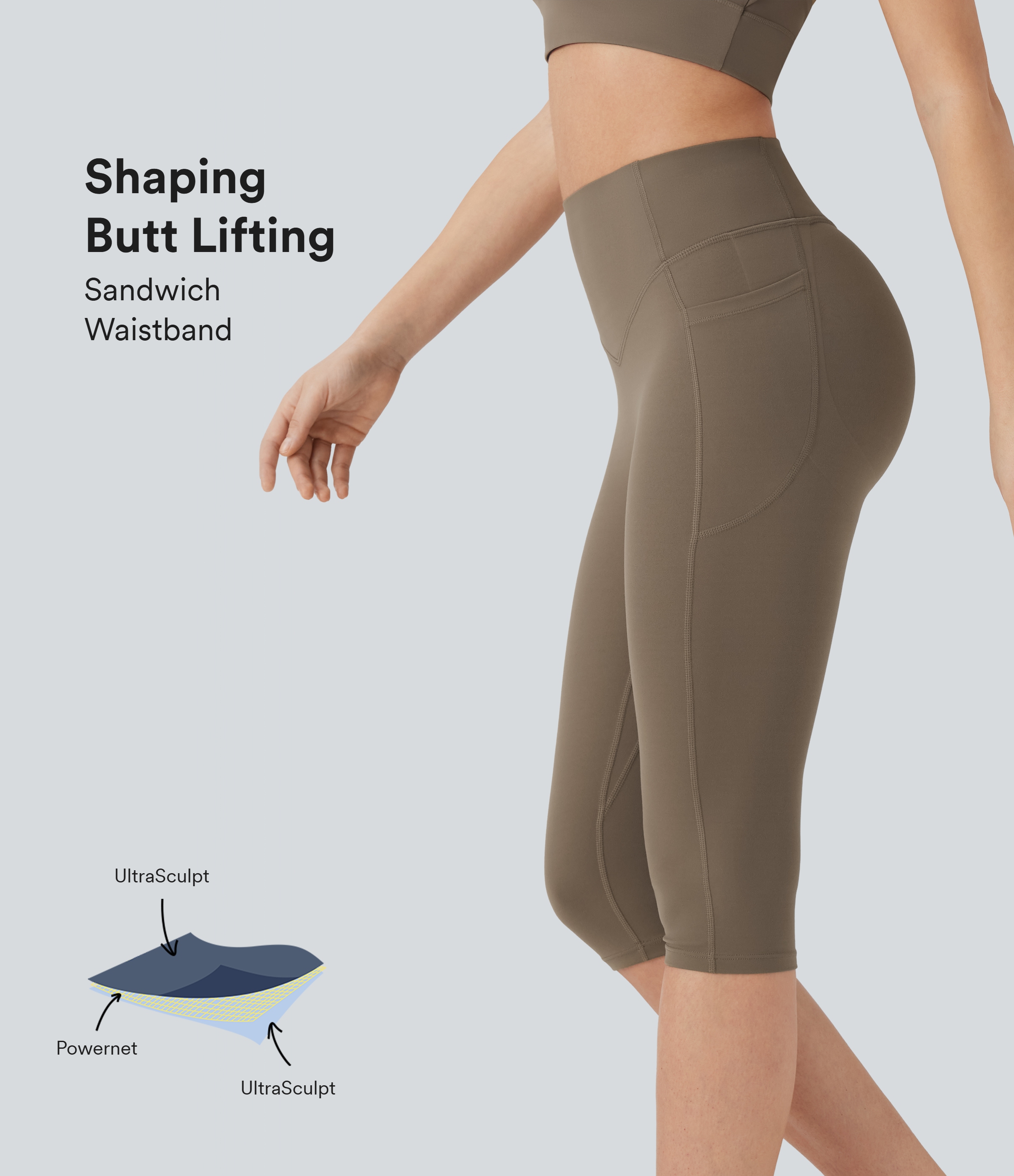 Leggings Halara UltraSculpt™ de cintura alta con efecto lifting de glúteos, control de abdomen, moldeador y con bolsillos