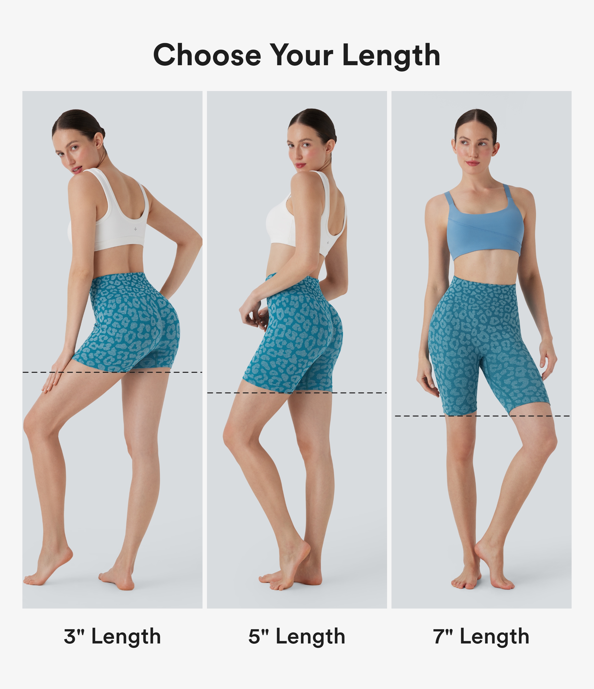Saxony Blue Shorts de Yoga et de Cyclisme à Motif Léopard Taille Haute Sans Coutures 3'' / 2
