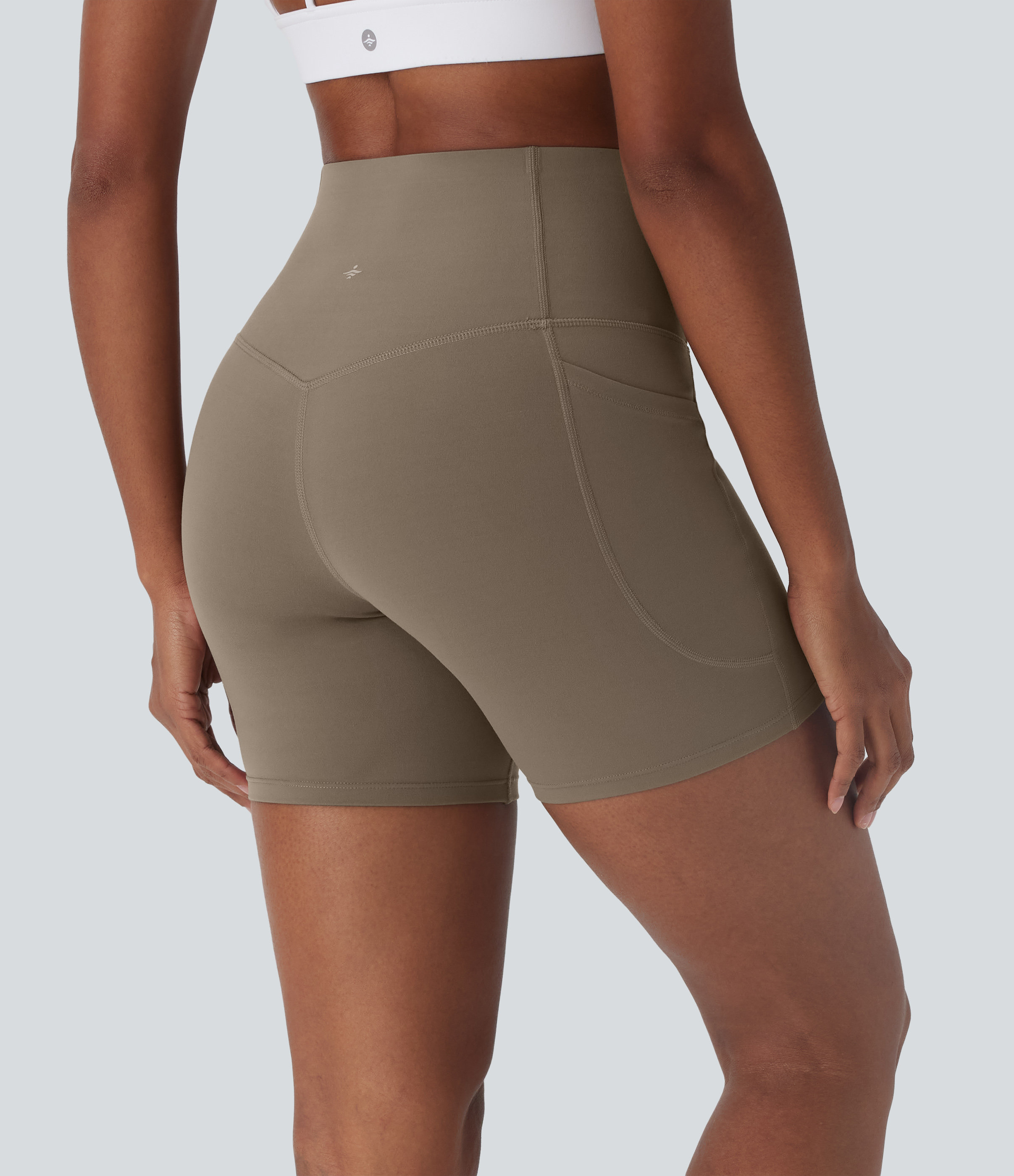 Dawn Brown Pantalón corto Halara UltraSculpt™ SoCinched ciclista tiro alto control abdomen ropa interior incorporada moldeador antibacteriano bolsillo lateral 12.5cm / 2