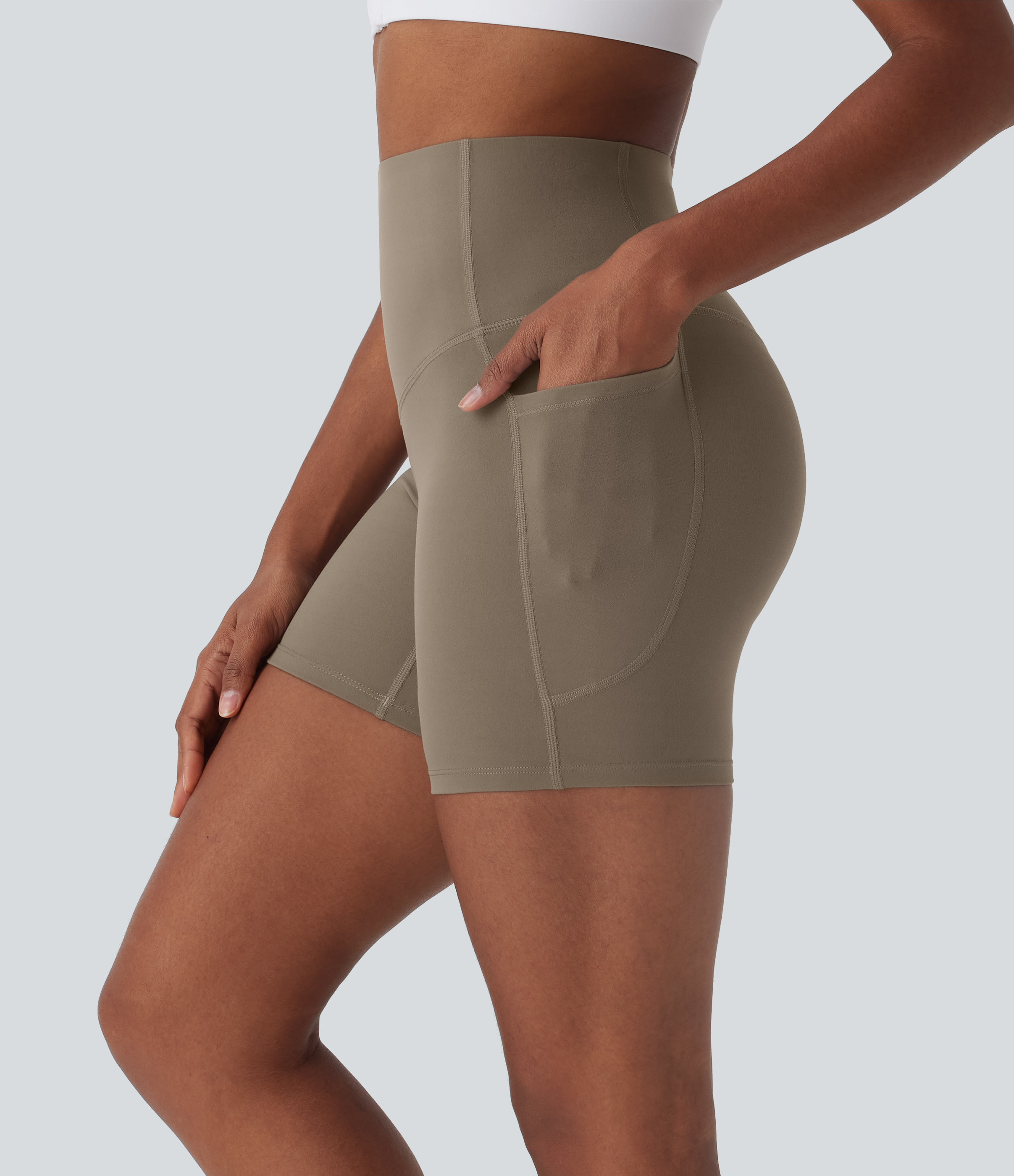 Halara UltraSculpt™ High Waisted Tummy Control Built-in Underwear Shaping Training Biker Shorts 5'' With Pockets