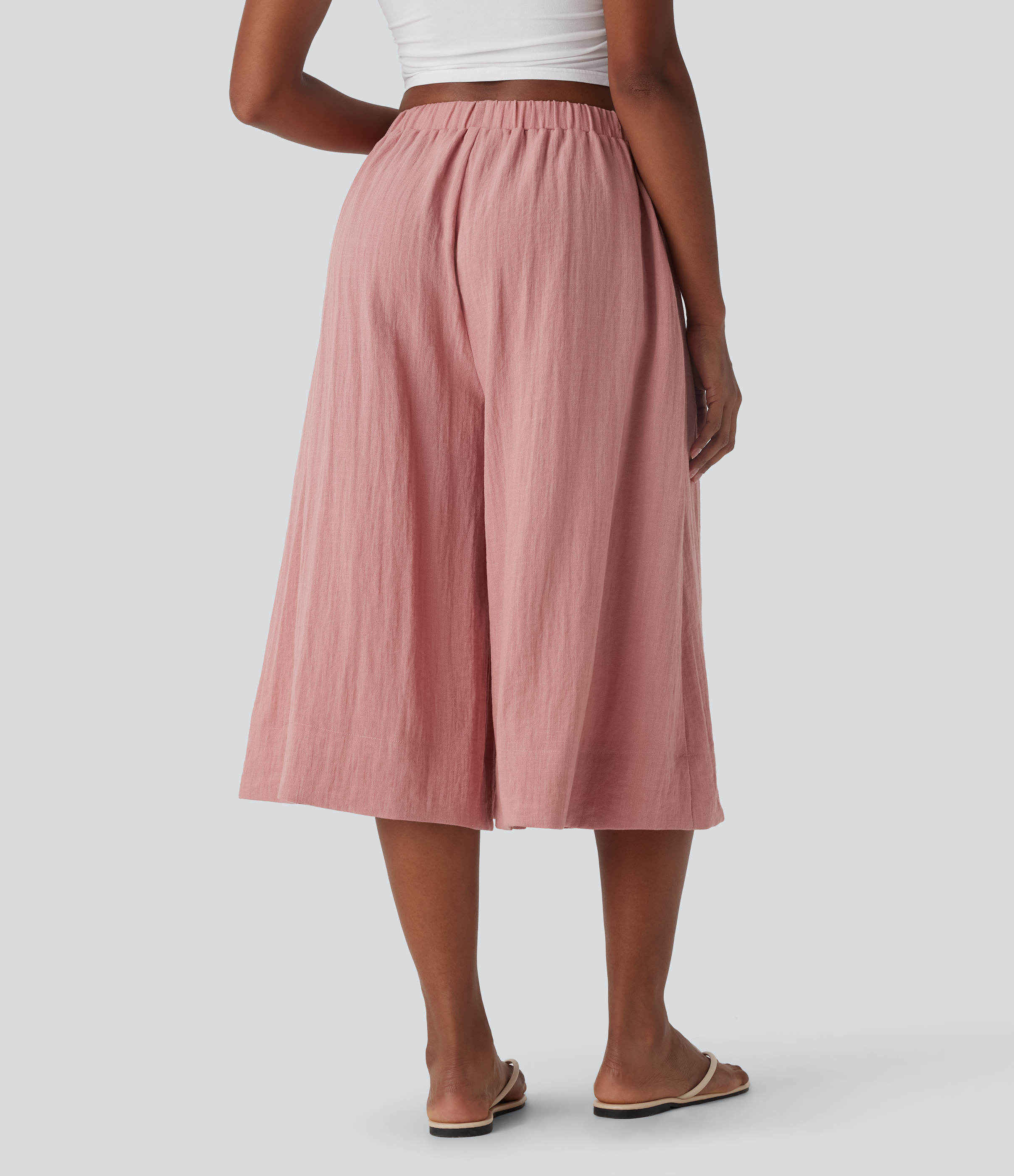 Rosette Pantalones de lino anchos y fluidos de tiro medio con bolsillos laterales / 2