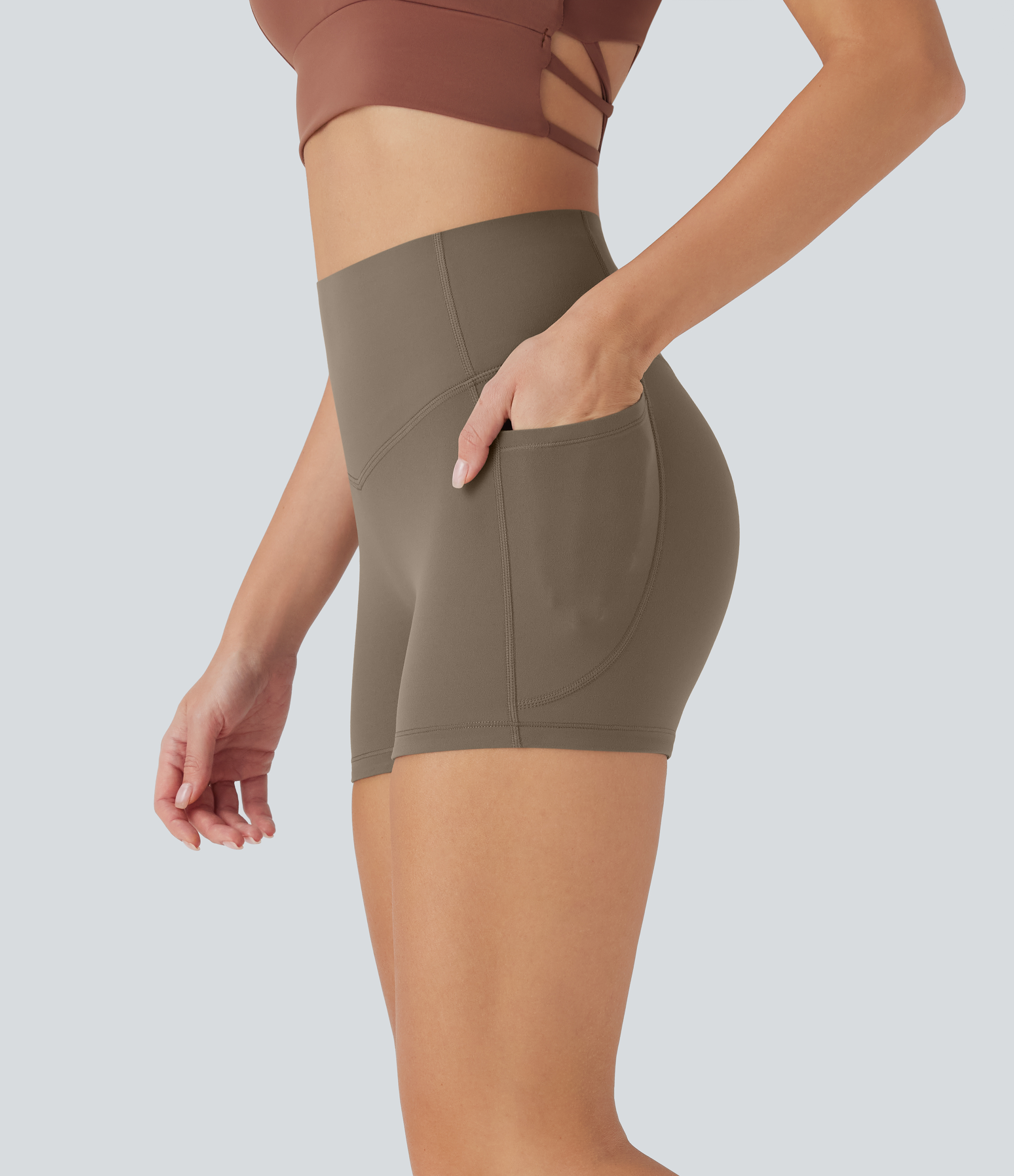 Halara UltraSculpt™ High Waisted Tummy Control Pocket Shaping Training Biker Shorts 3''