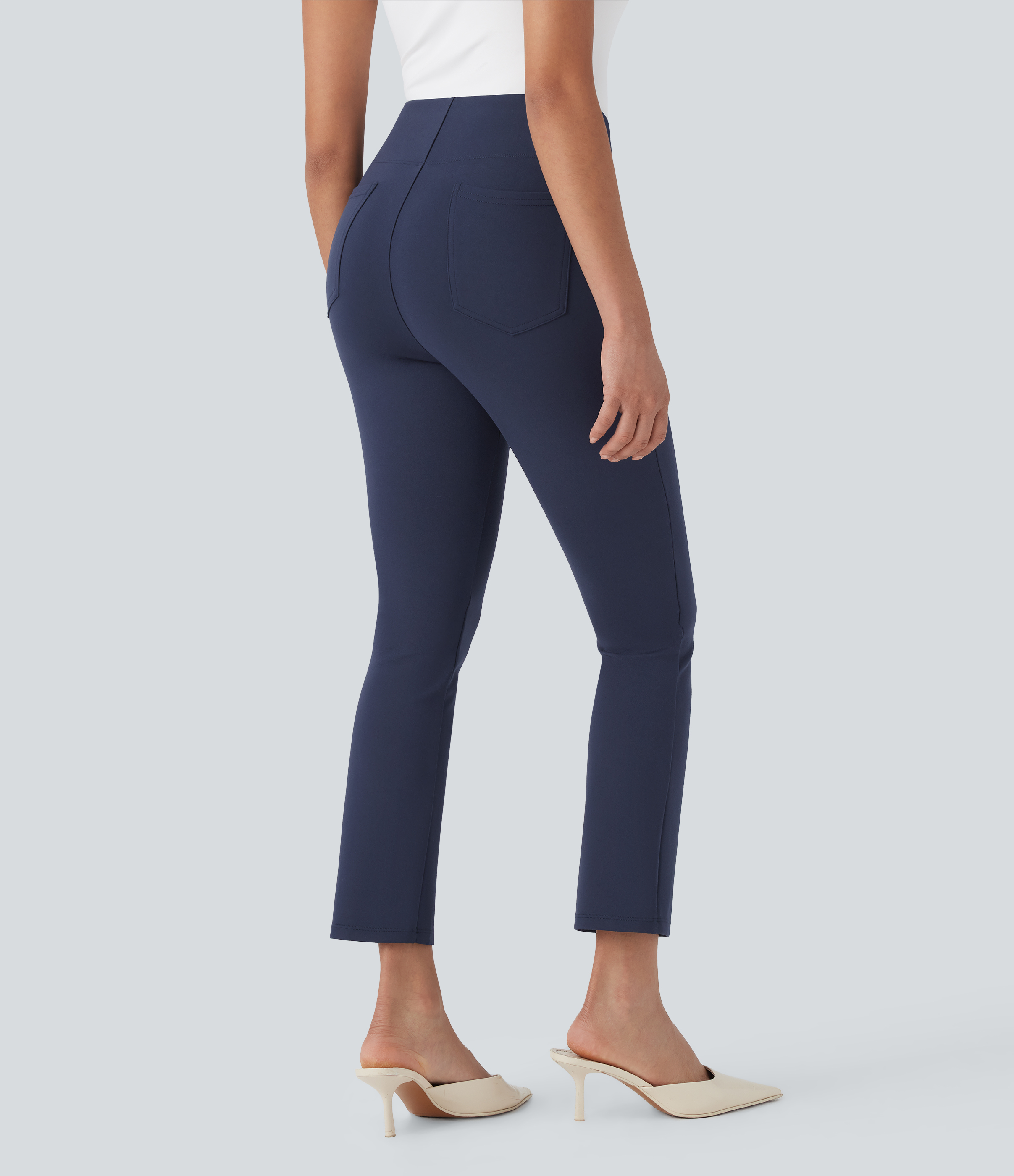Dress Blues Pantalón oficina Halara Flex™ tiro alto ajustado bolsillo lateral trasera / 2