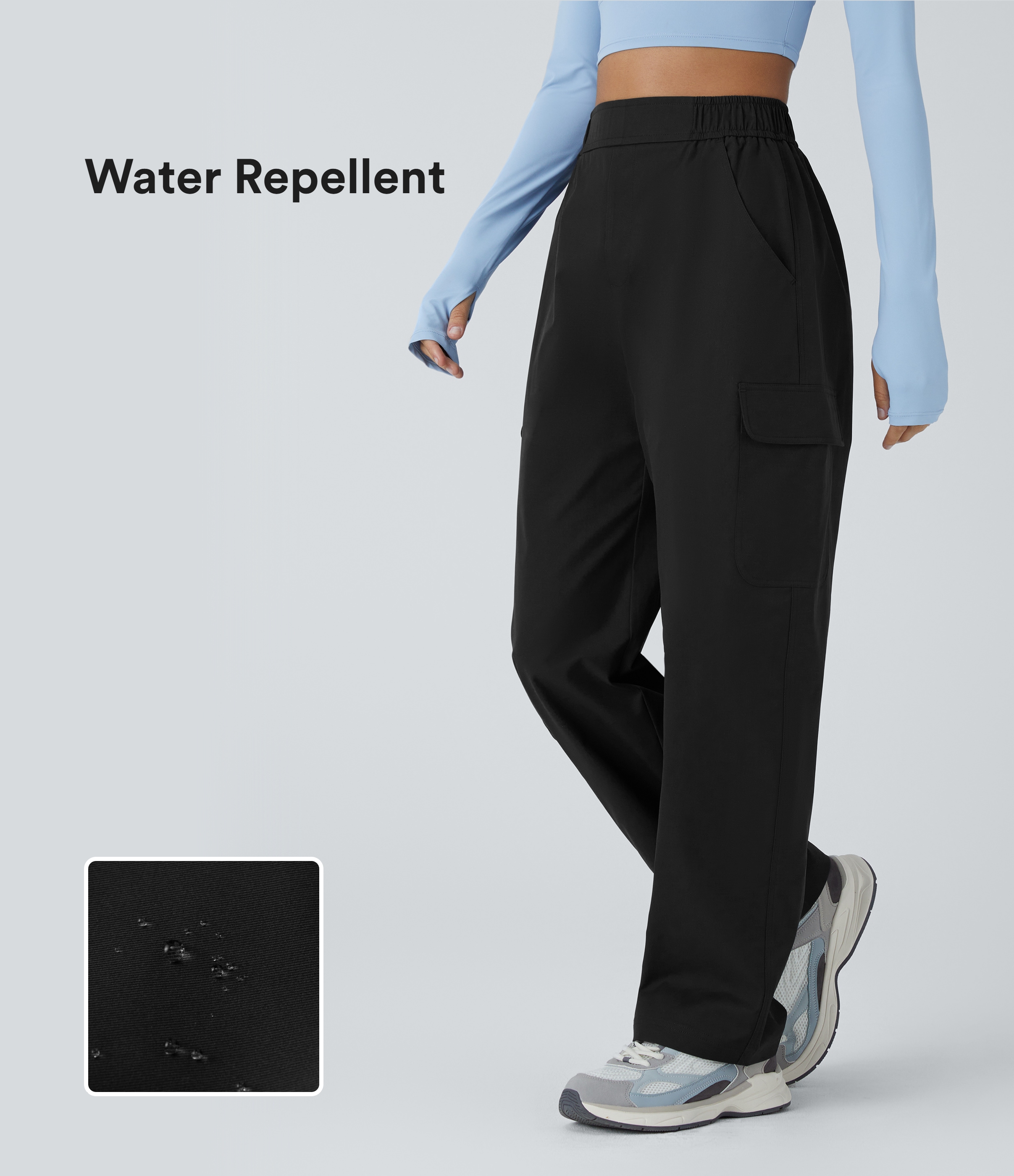 Water Repellent Wear-Resistant High Waisted Pockets Camping Cargo Trousers