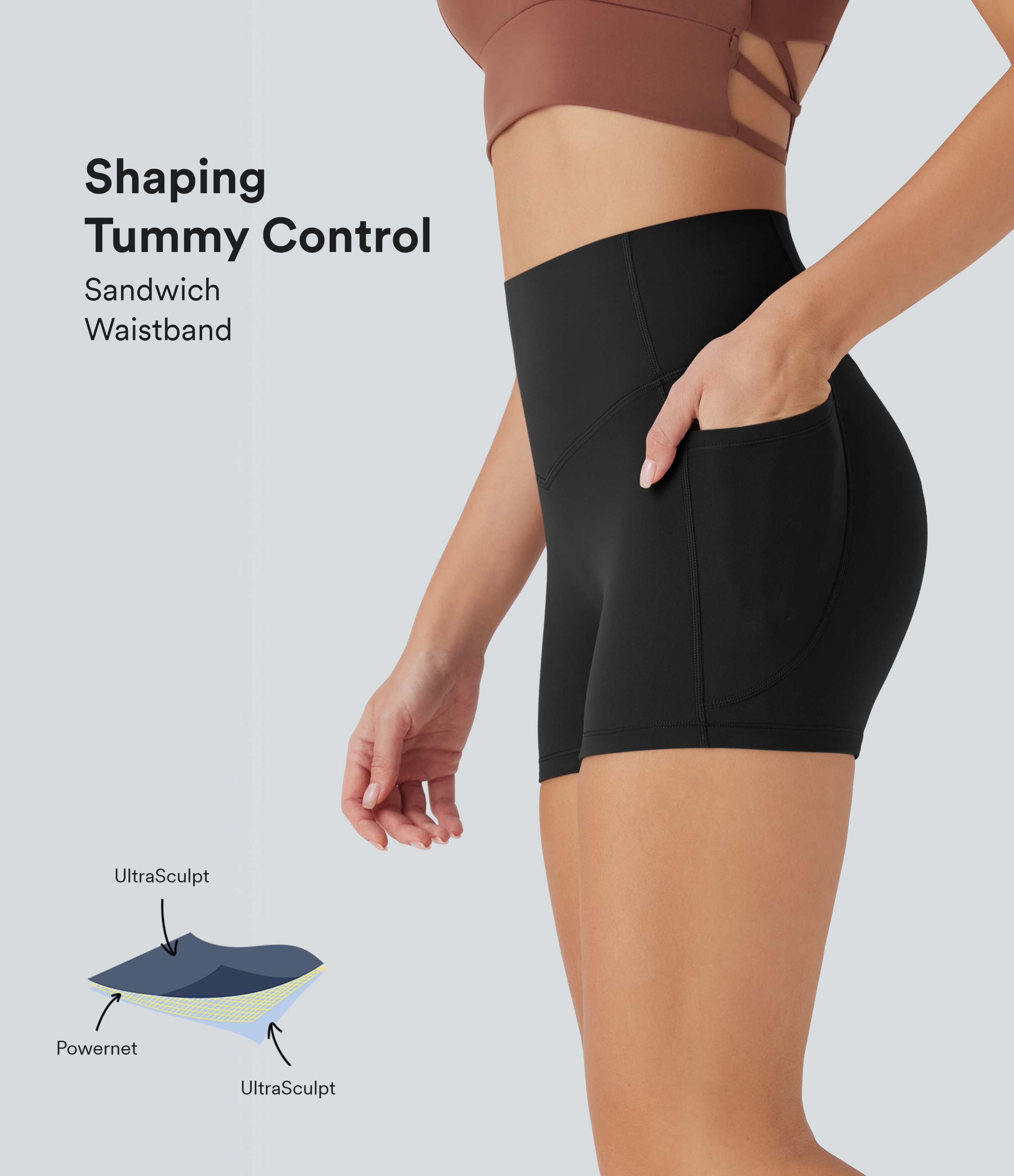 Halara UltraSculpt™ High Waisted Tummy Control Pocket Shaping Training Biker Shorts 3''