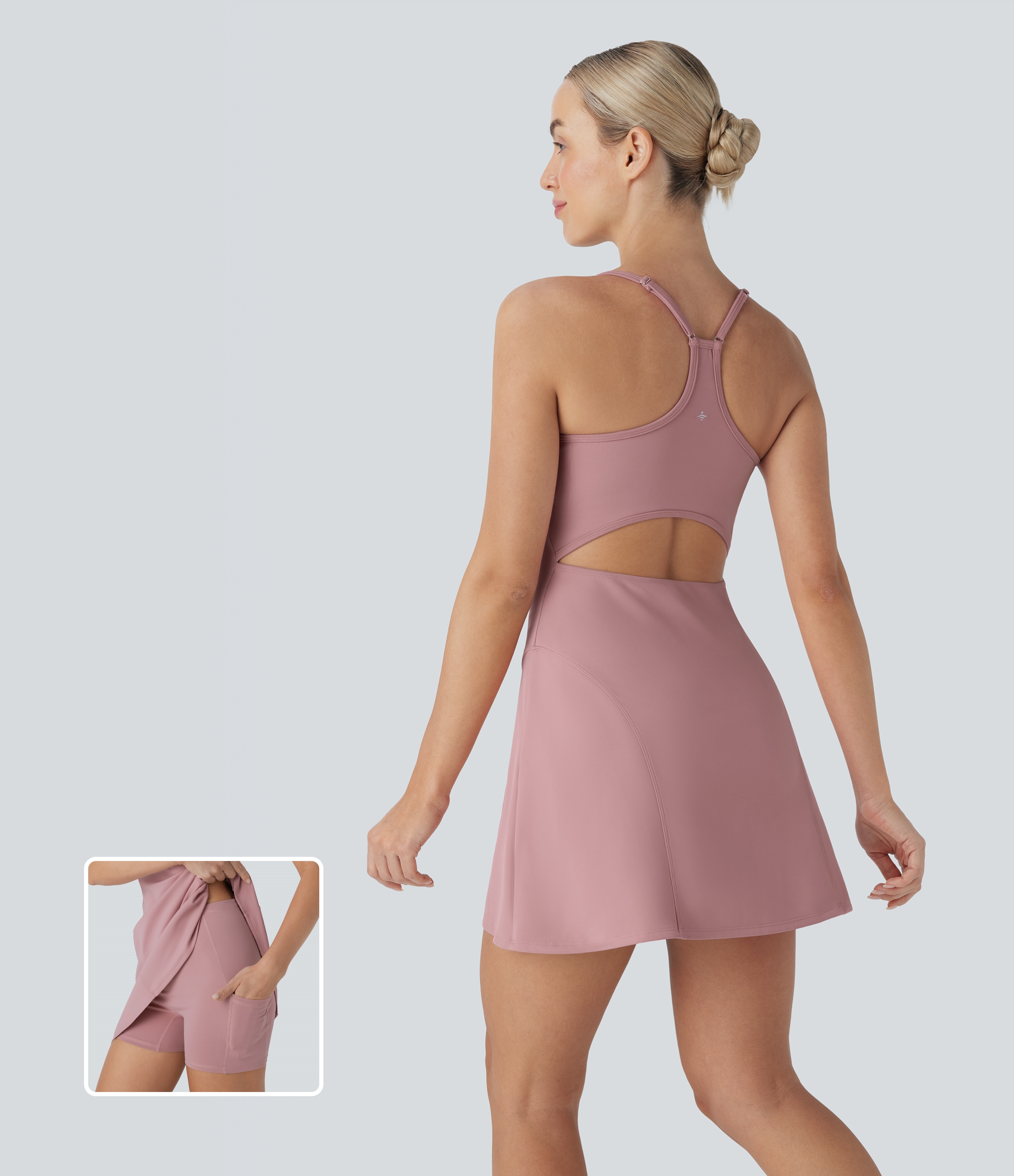 SpeedWave™ racerback con abertura, conjunto mini de 2 piezas, de secado rápido, vestido deportivo tipo slip para senderismo con bolsillos
