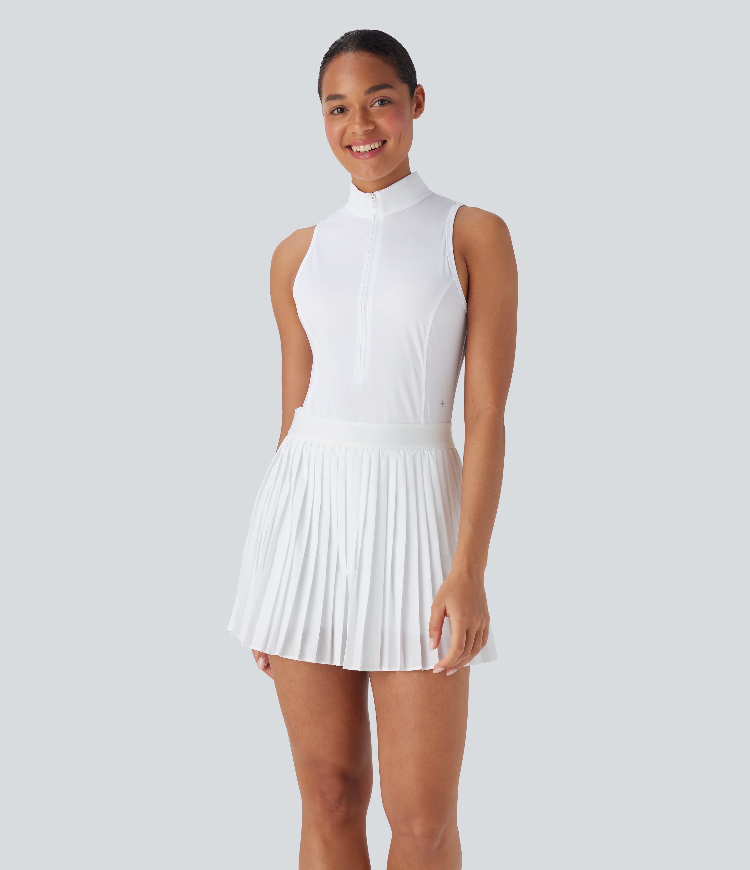 Blanco Vestido corto de tenis 2 en 1 Breezeful™ plisado de secado rápido sin mangas y con bolsillos laterales / 2