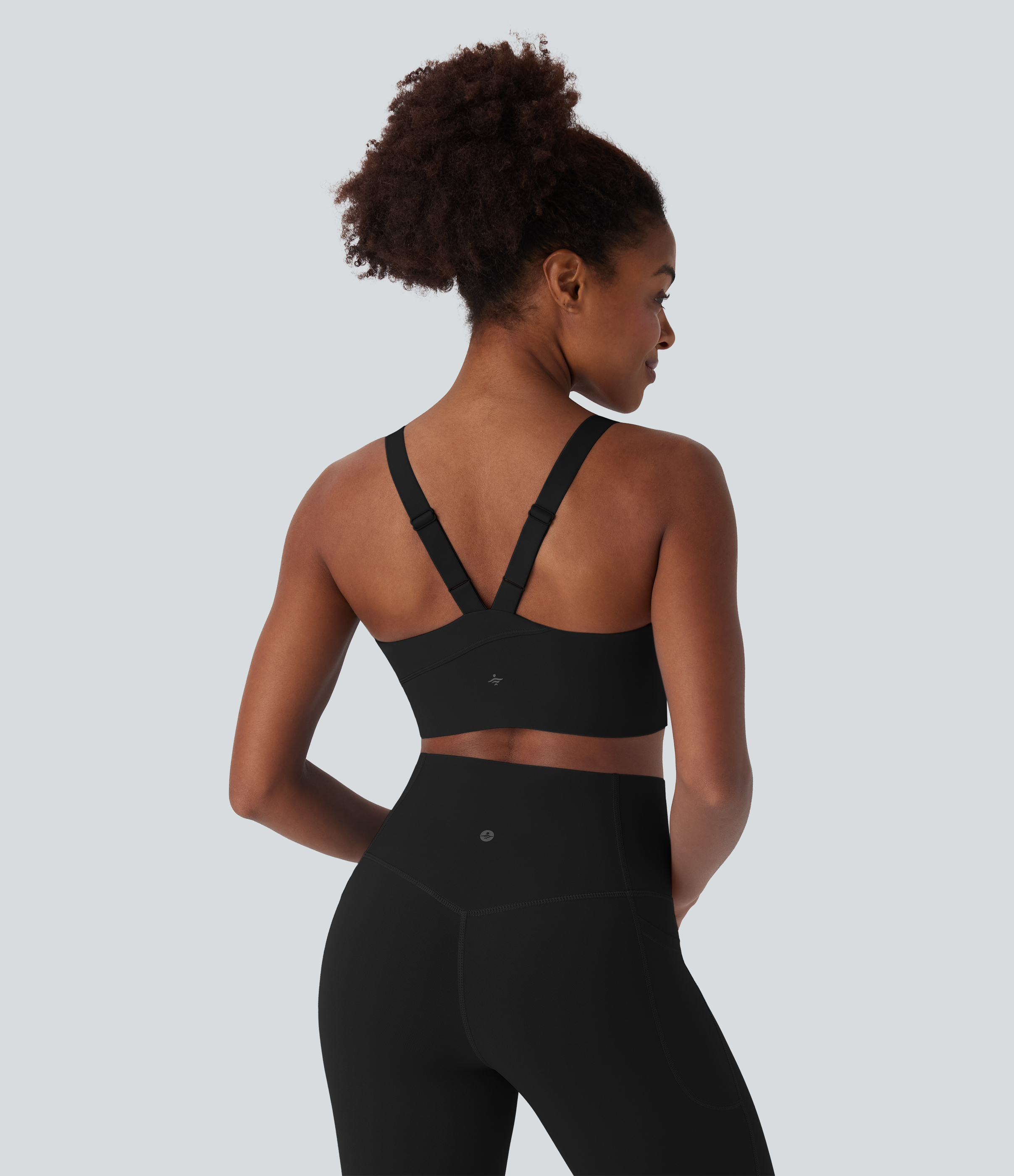 Negro Sujetador deportivo de entrenamiento Halara UltraSculpt™ con sujeción media en copas D-F / 2