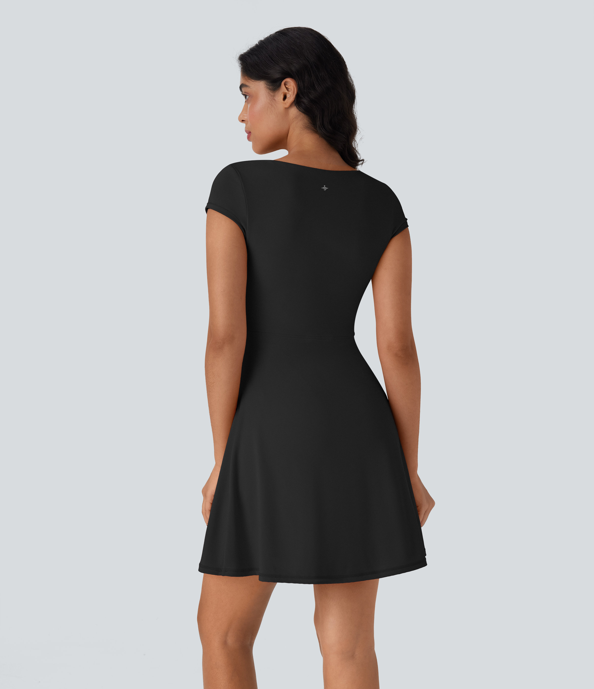 Black Robe décontractée mini 2-en-1 Softlyzero™ Plush à col carré style corset avec poche / 2