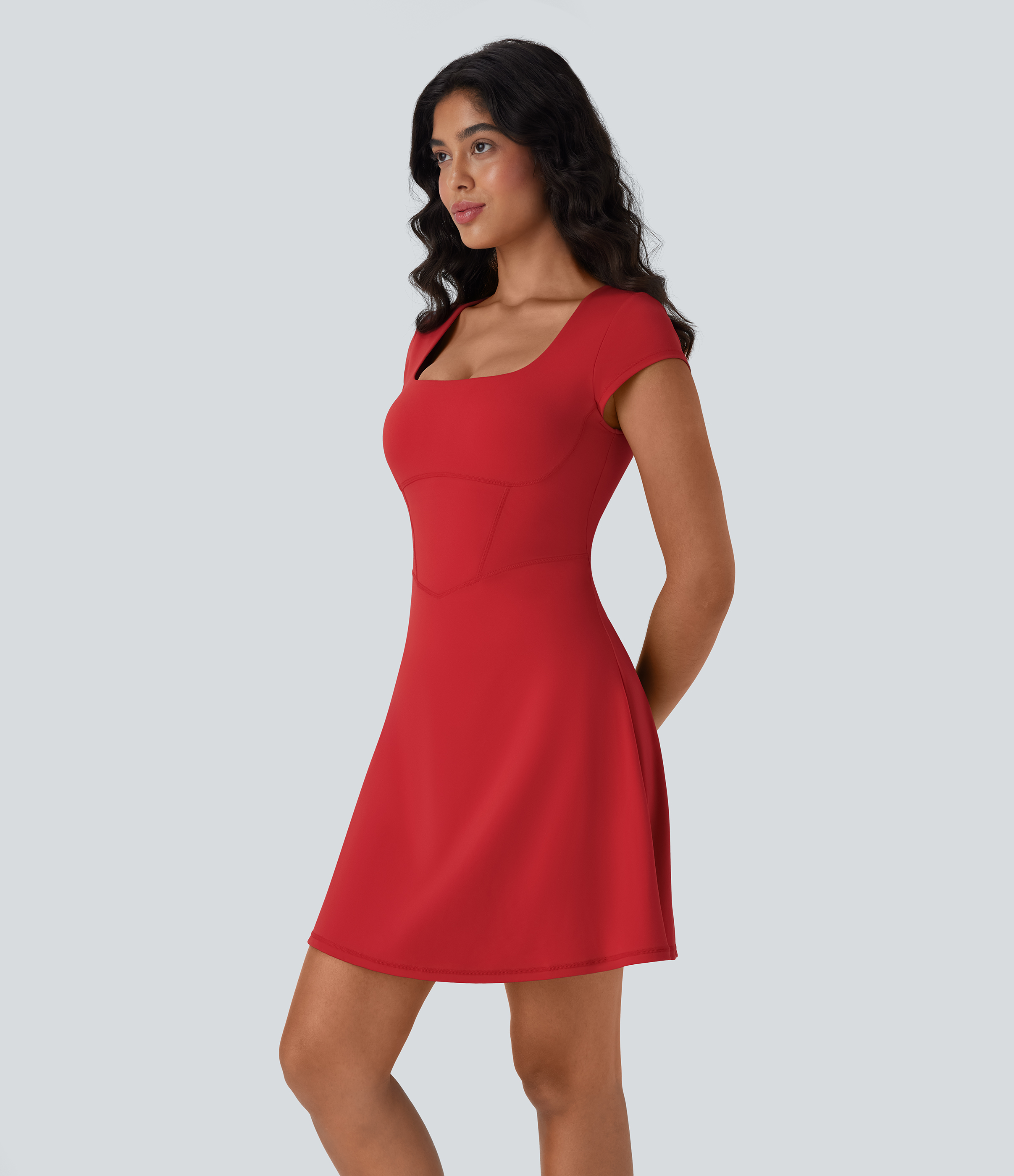 SoftlyZero™ Plush Square Neck Corset 2-in-1 Mini Casual Dress with Pockets