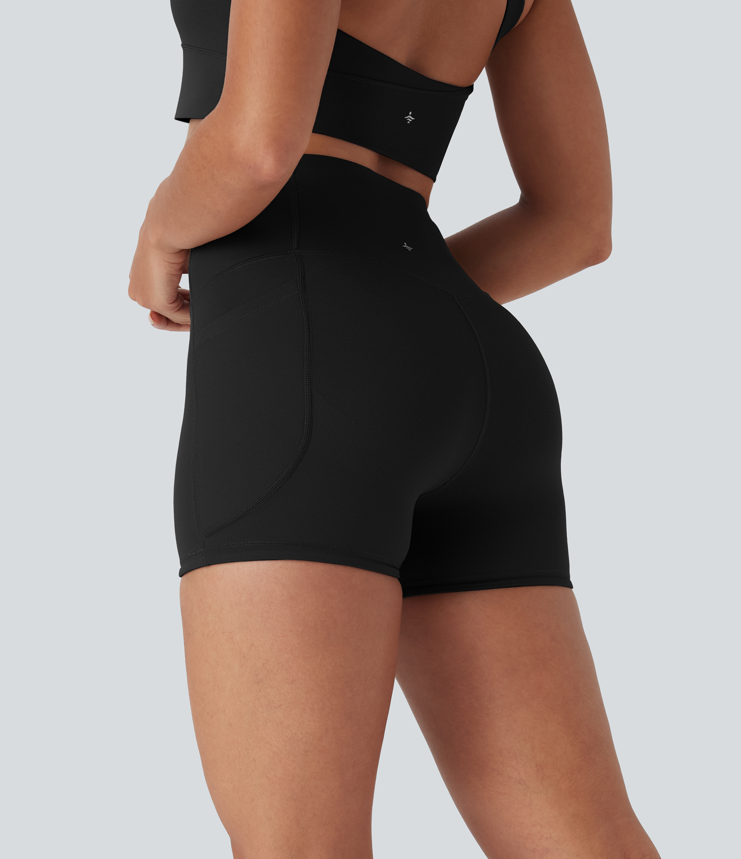 Black Halara UltraSculpt™ High Waisted Butt Lifting Tummy Control Pocket Shaping Training Biker Shorts 3'' / 2