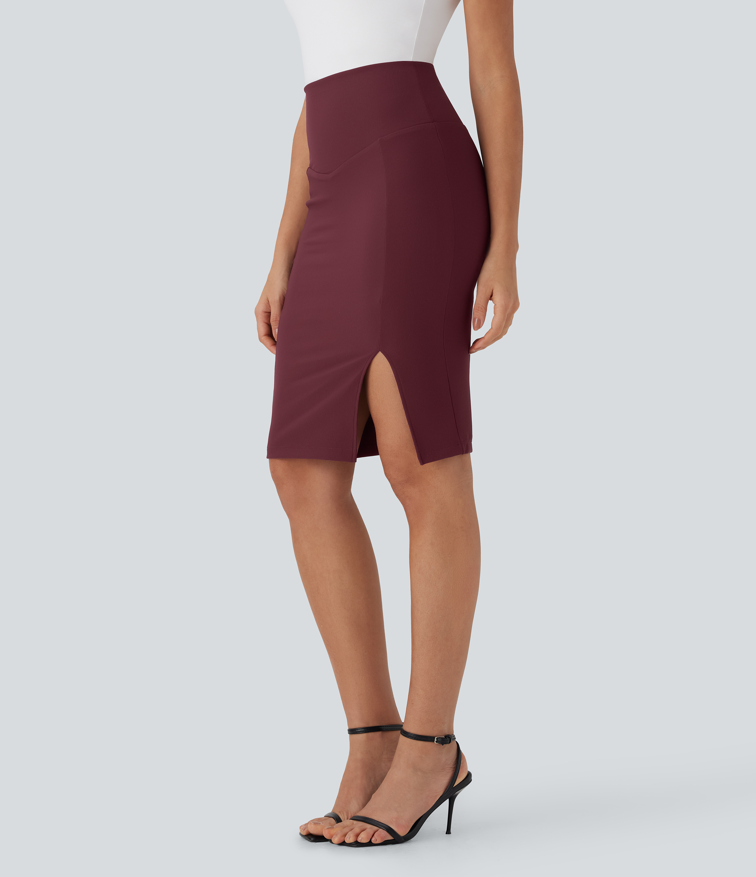 Patitoff™ Flow Pet Hair Resistant High Waisted Tummy Control 2-in-1 Bodycon Midi Casual Skirt