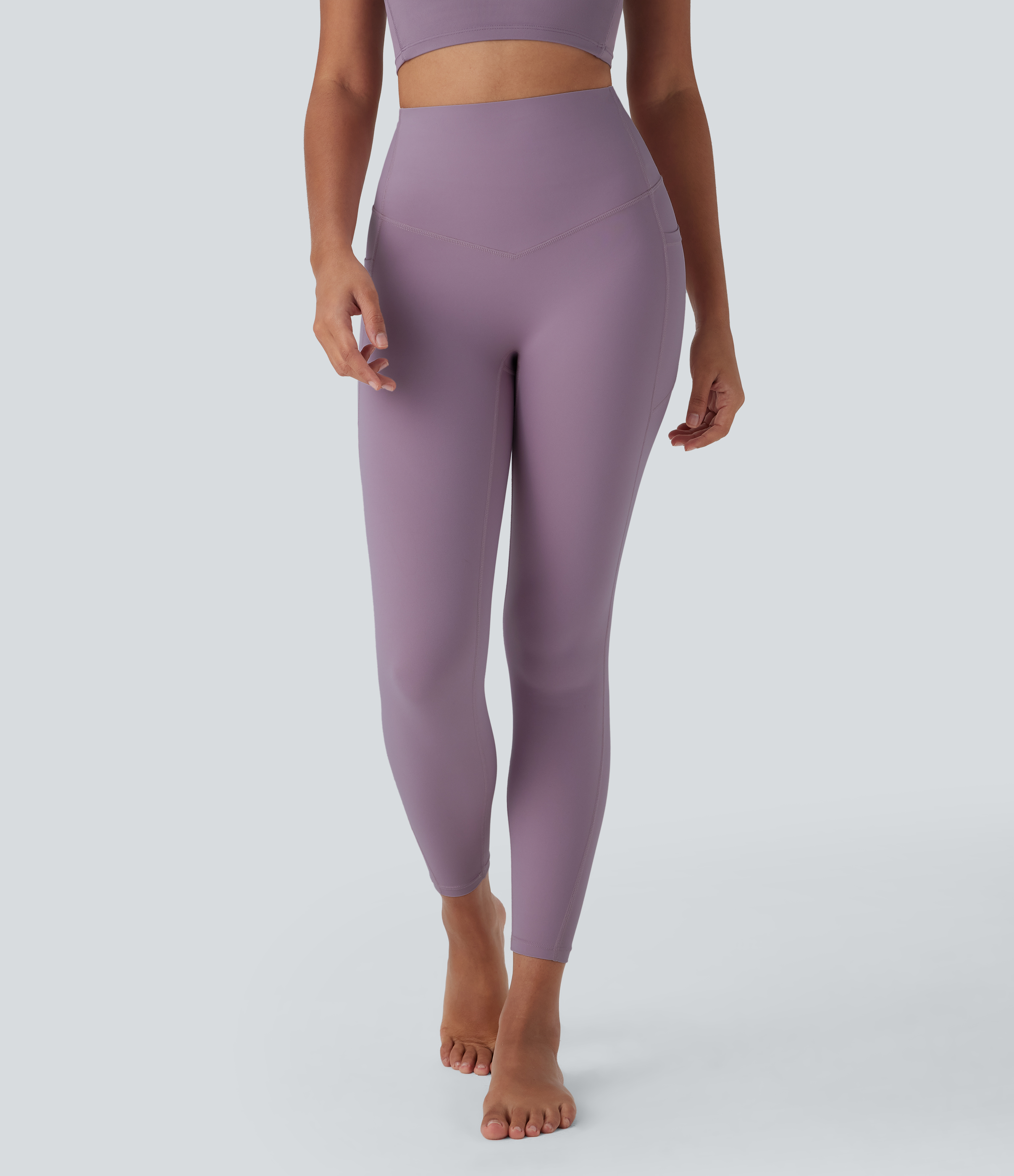 Tulip Purple Leggings de yoga moldeadores Halara UltraSculpt™ Refrescante de secado rápido con tiro alto efecto reductor de abdomen y bolsillos - UPF 50+ / 2
