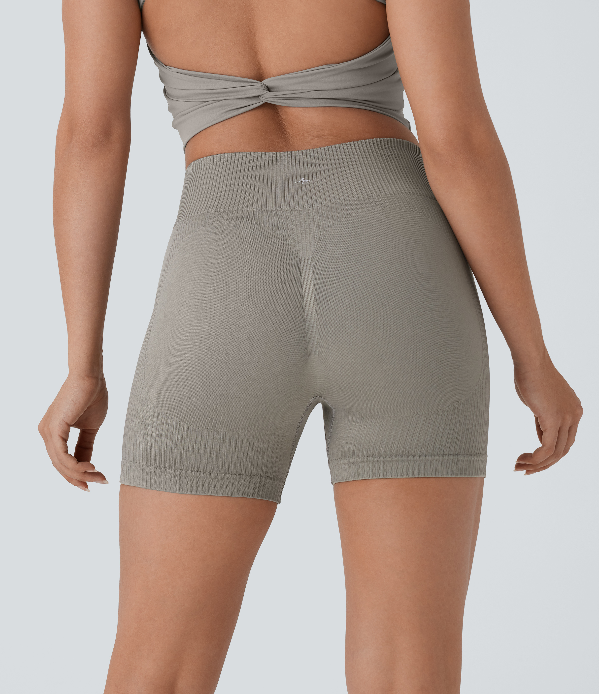 Silent Storm Shorts de yoga tipo biker de tiro alto con fruncido sin costuras de 10,16cm / 2