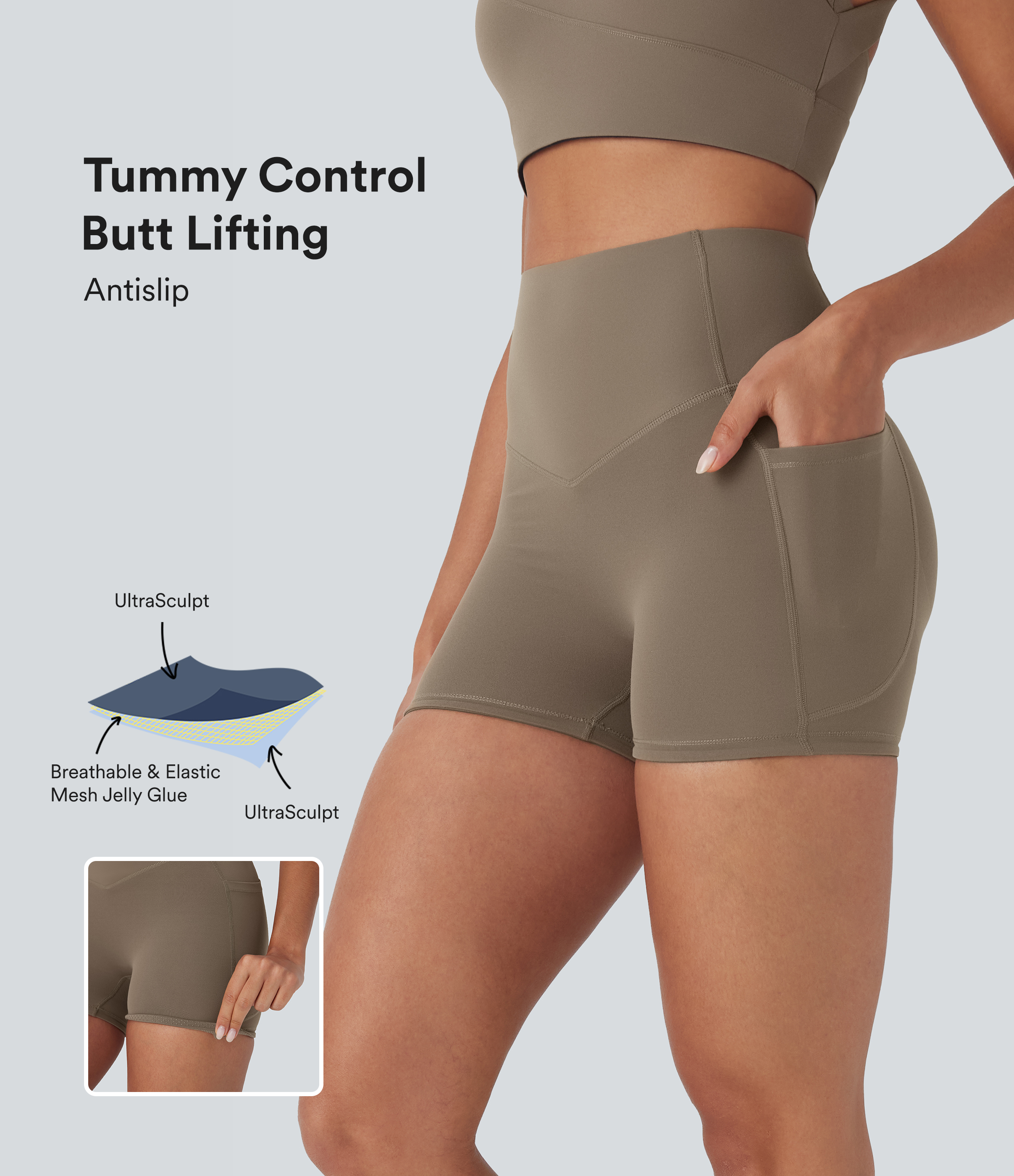 Halara UltraSculpt™ High Waisted Butt Lifting Tummy Control Pocket Shaping Training Biker Shorts 3''