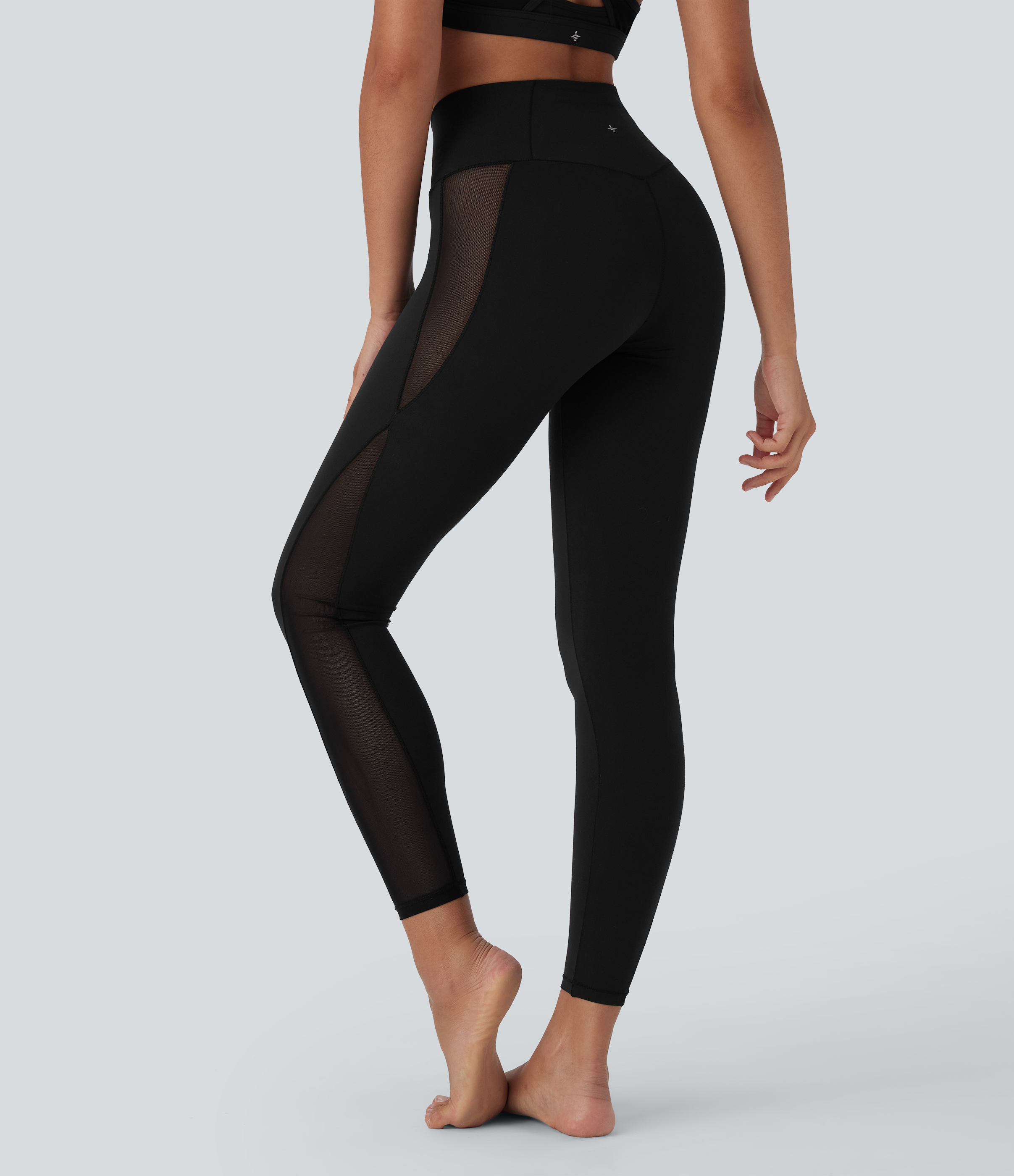 SoftlyZero™ Crossover High Waisted Contrast Mesh Yoga Leggings with Pocket-UPF50+
