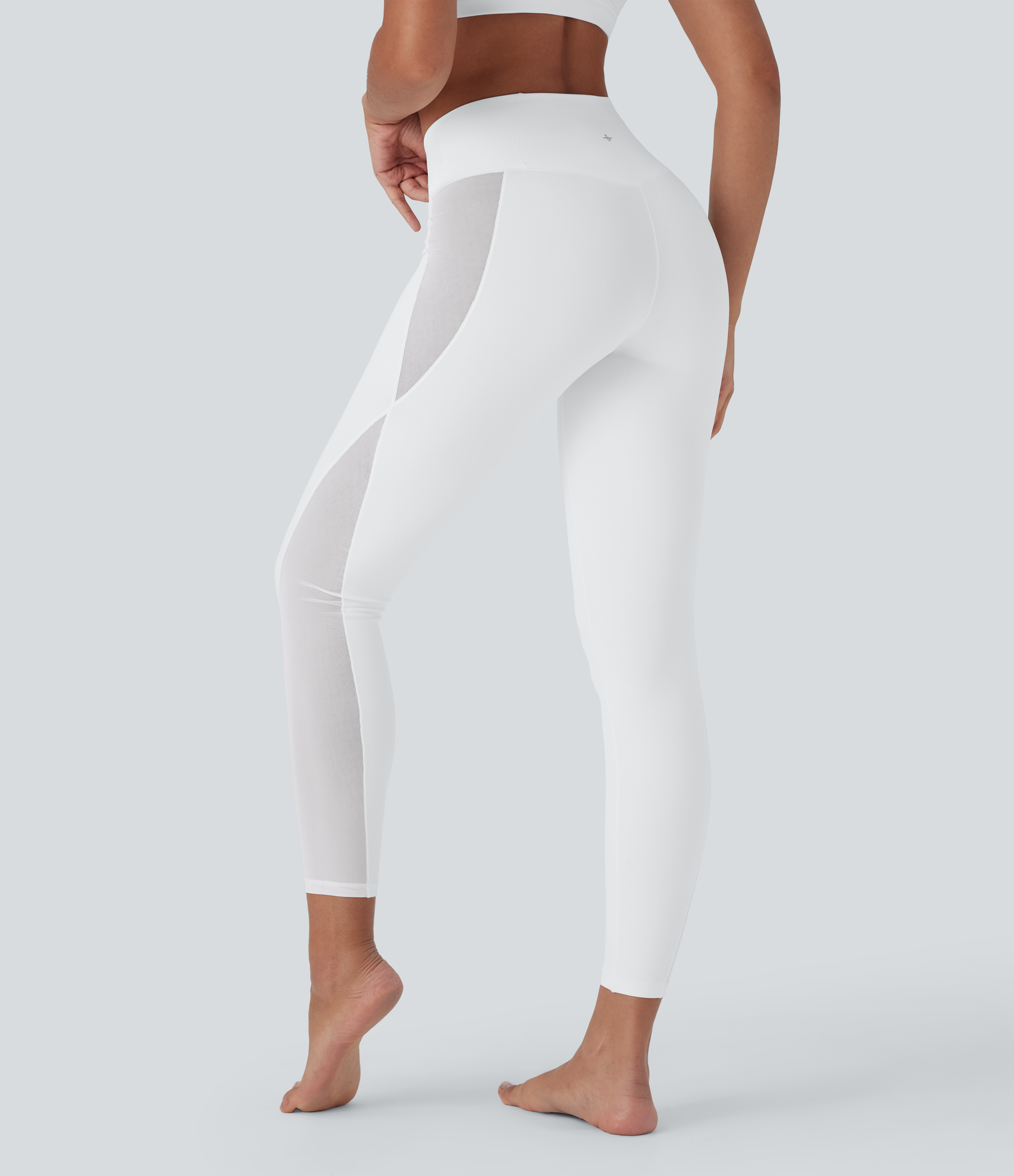 SoftlyZero™ Crossover High Waisted Contrast Mesh Yoga Leggings with Pocket-UPF50+