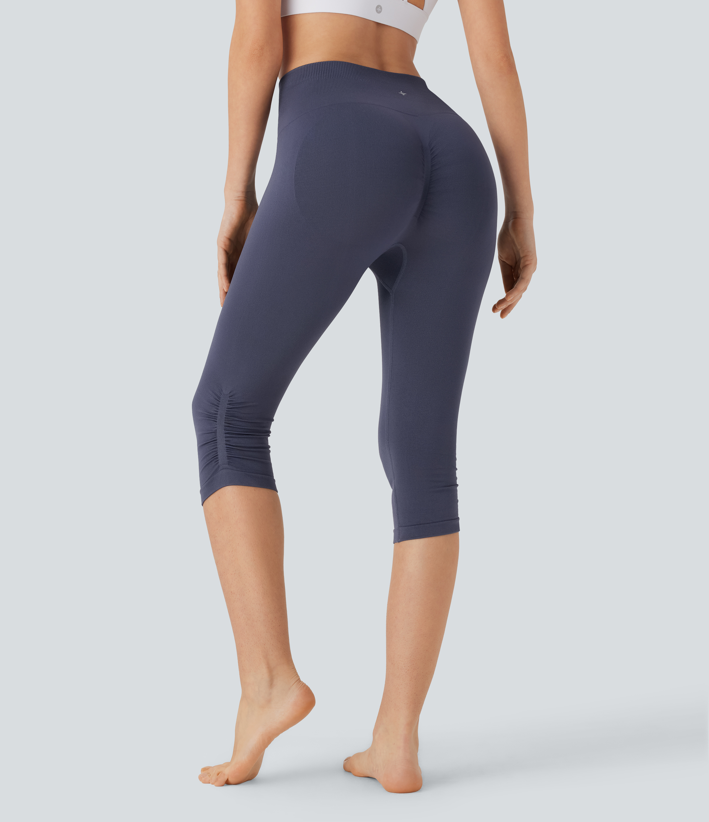 Dawn Purple Leggings de yoga capri de tiro alto sin costuras / 2