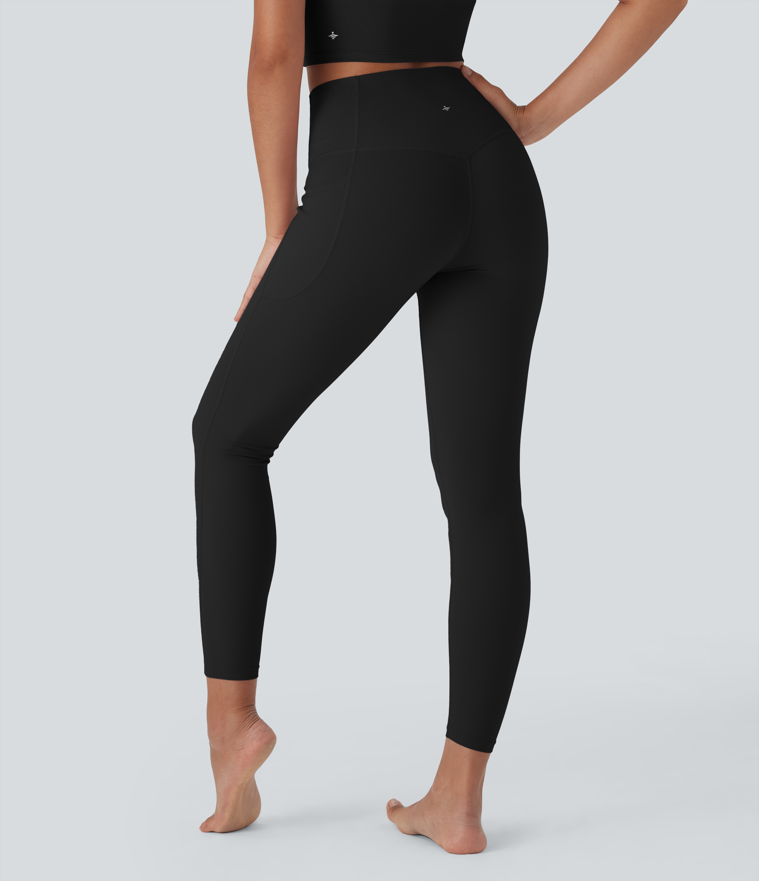 Schwarz Halara UltraSculpt™ Cool Quick Dry SoCinched hohe Taille, Bauchkontrolle, Shaping-Yoga-Leggings mit Taschen – UPF50+ / 2