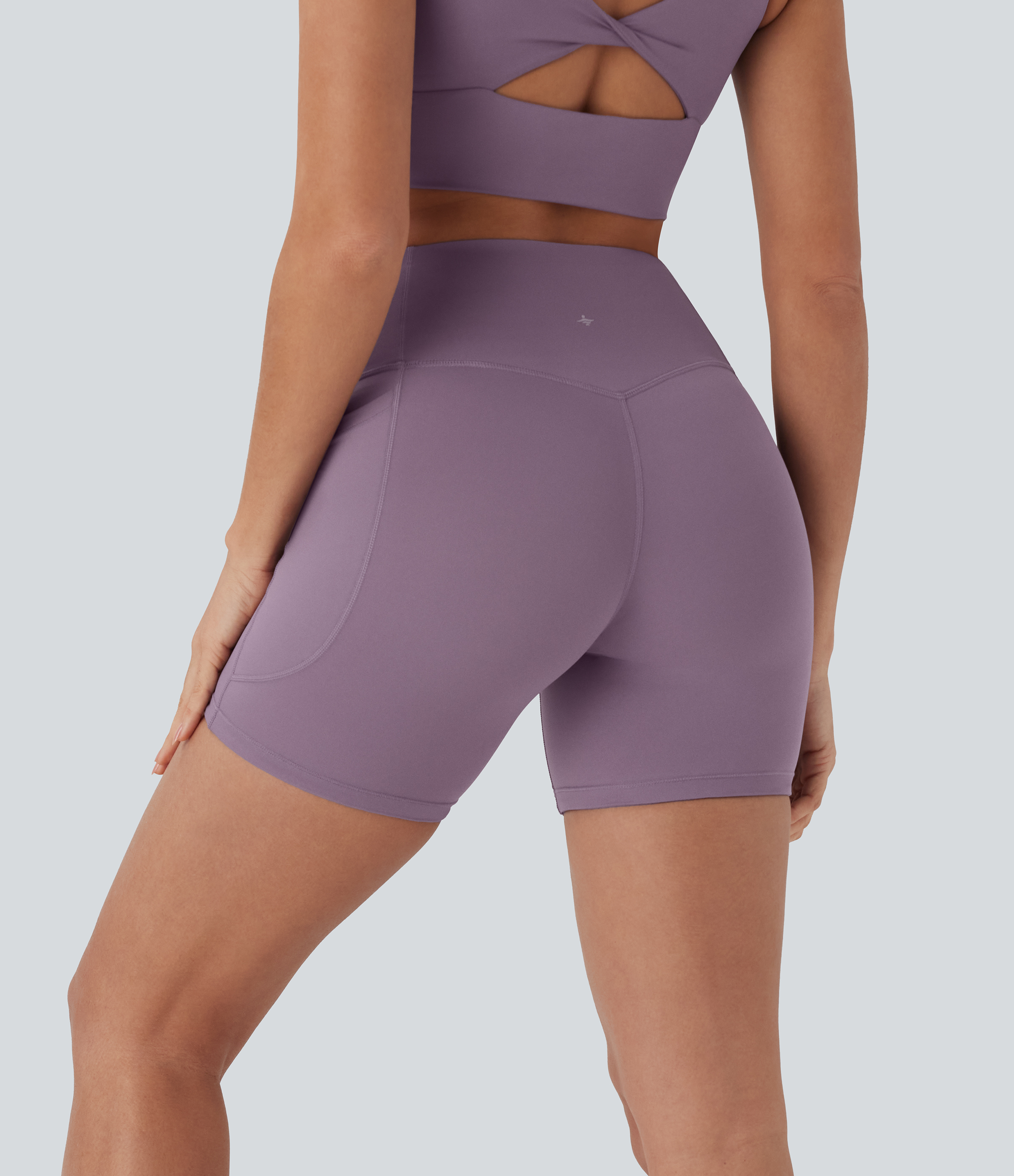 Tulip Purple Shorts de yoga moldeadores Halara UltraSculpt™ Refrescante de secado rápido con tiro alto reductor de abdomen de 12,7cm y bolsillos - UPF 50+ / 2