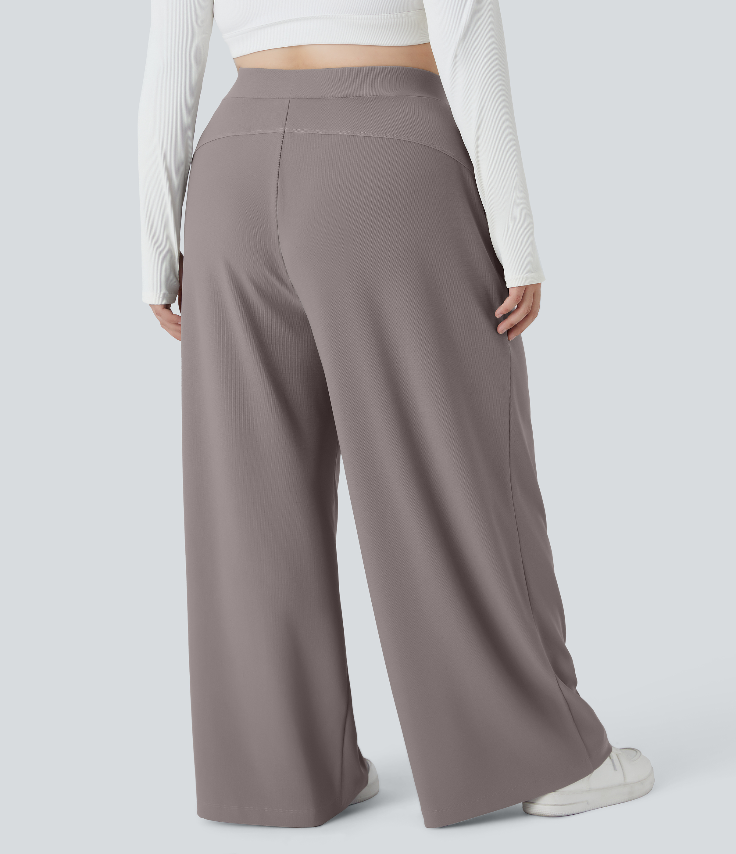 Satellite Pantalón Halara Flex™ oficina tiro alto control abdomen adelgazan tiro bolsillo lateral pierna ancha microgofre talla grande / 2