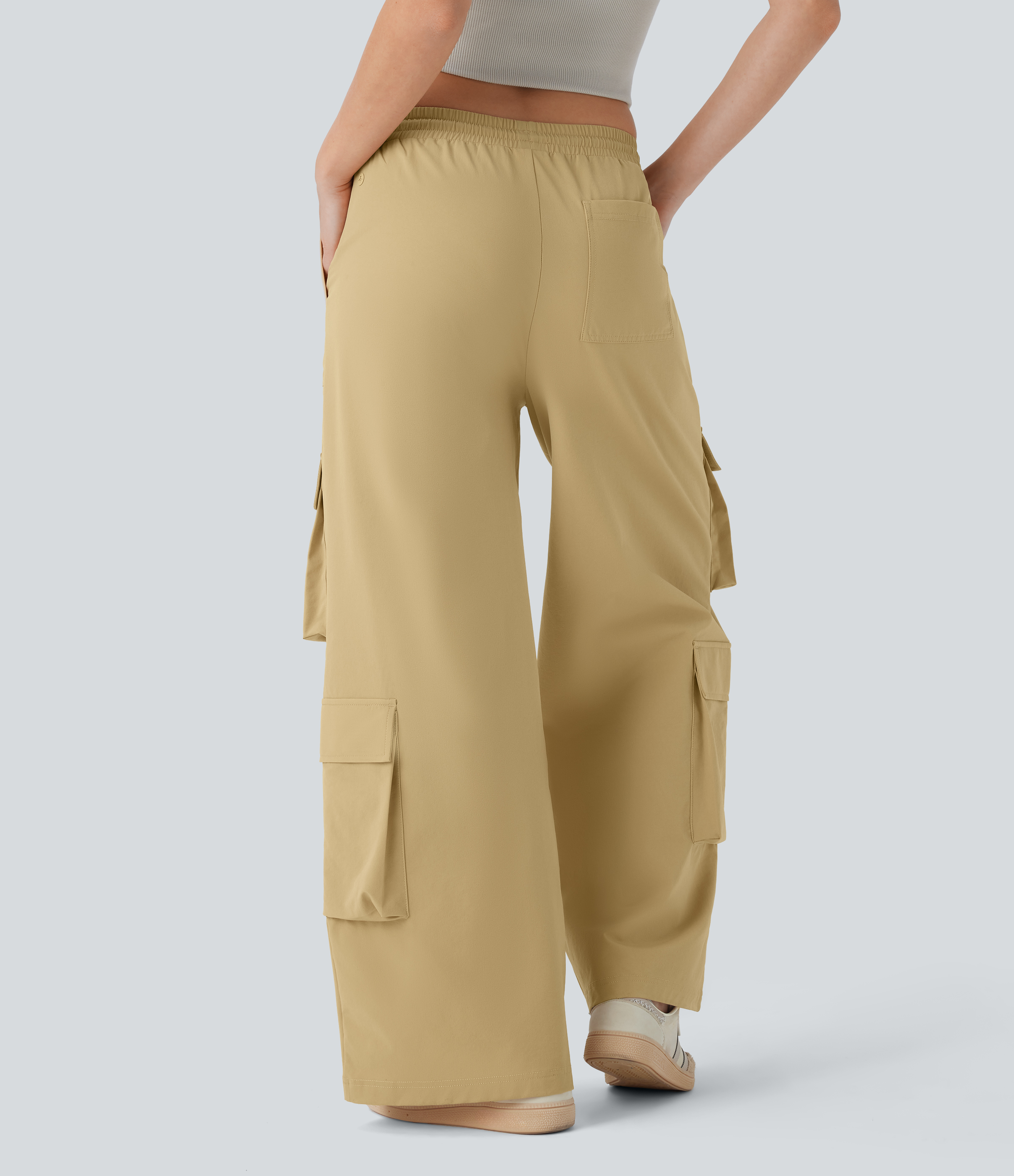 Moonstone Pantalón cargo tiro medio cordón múltiple bolsillo pierna ancha / 2
