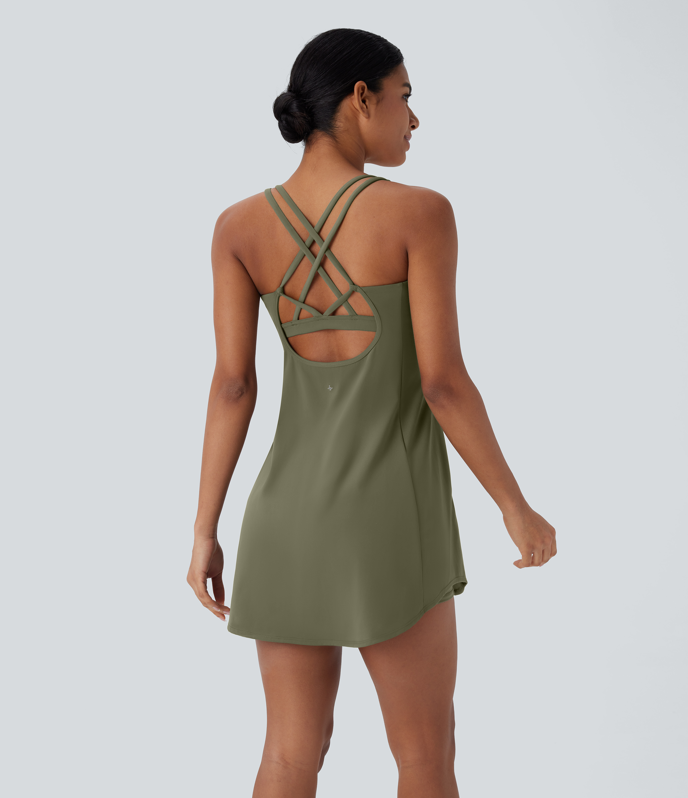 SoftlyZero™ Plush Cut Out Pocket 2-Piece Mini Yoga Active Dress