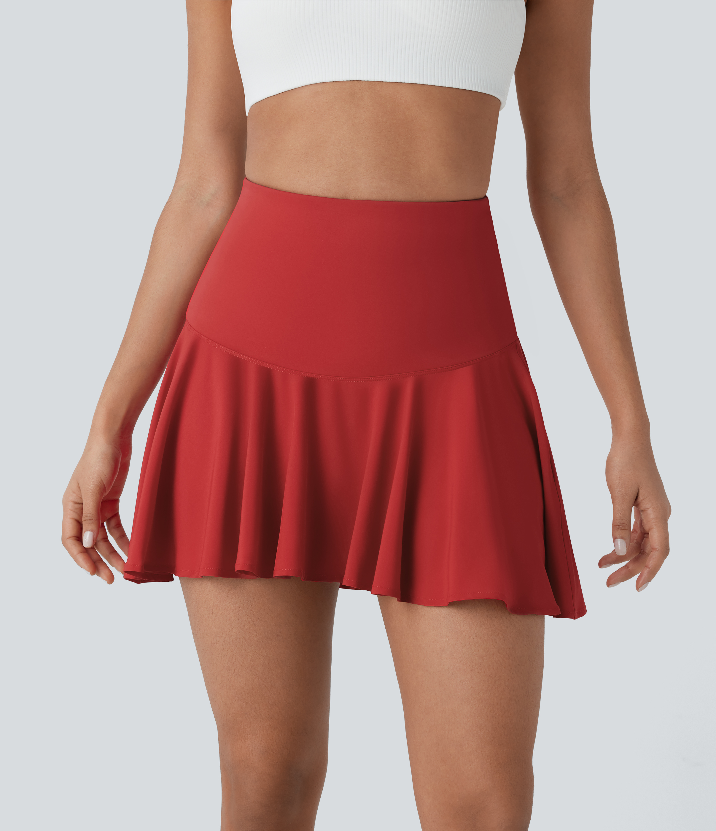 Pompeian Red Mini Falda Breezeful™ yoga secado rápido tiro alto 2 en 1 bolsillo lateral vuelo alto / 2