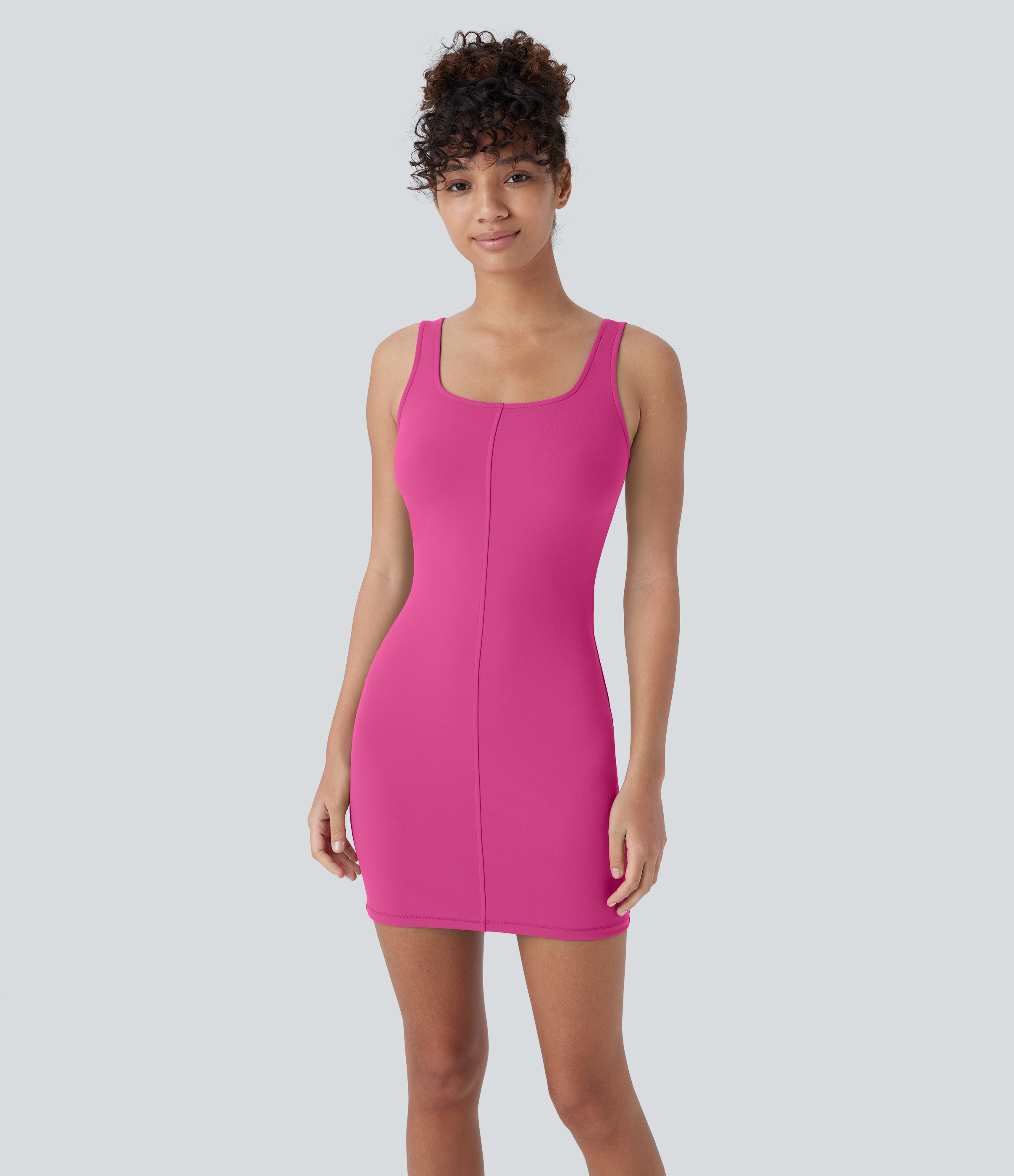 DayStretch - Figurbetontes Mini-Tanz-Kleid mit quadratischem Ausschnitt