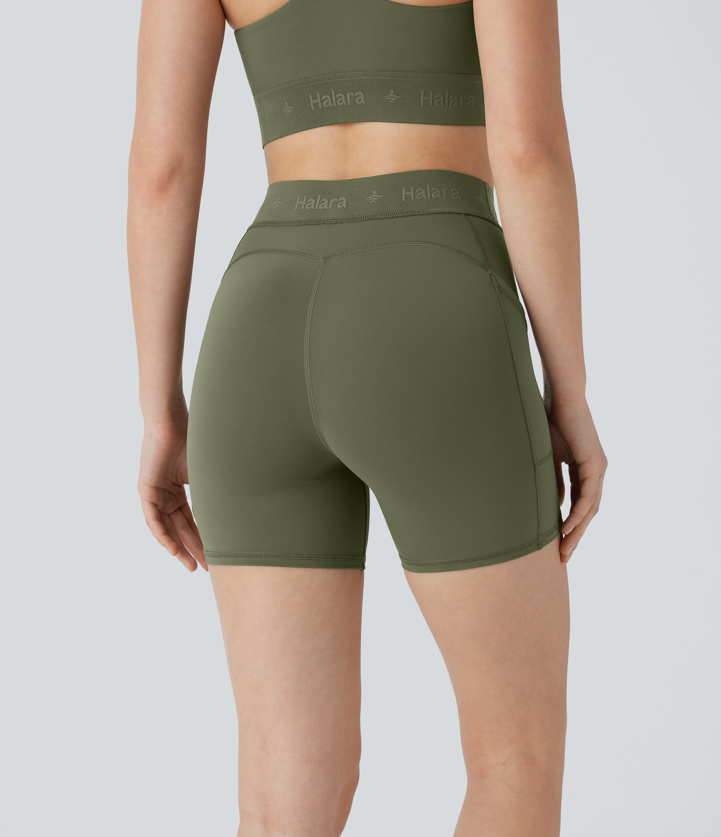 Unripe Olive Green Pantalón corto SpeedWave™ ciclismo entrenamiento secado rápido bolsillo lateral tiro medio 12.5cm / 2