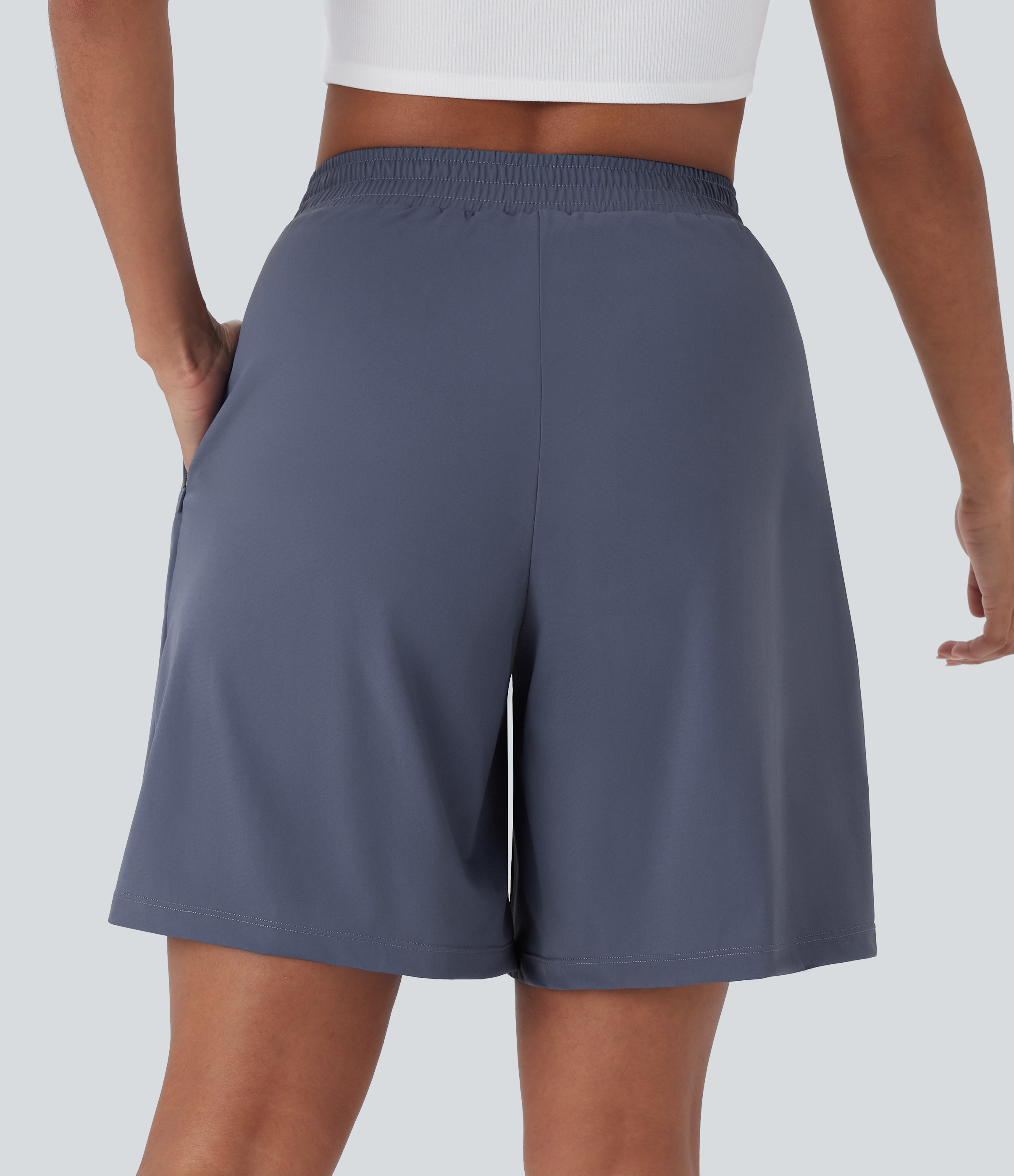 Nightshadow Blue Bermudas oficina bolsillo lateral cremallera tiro alto / 2