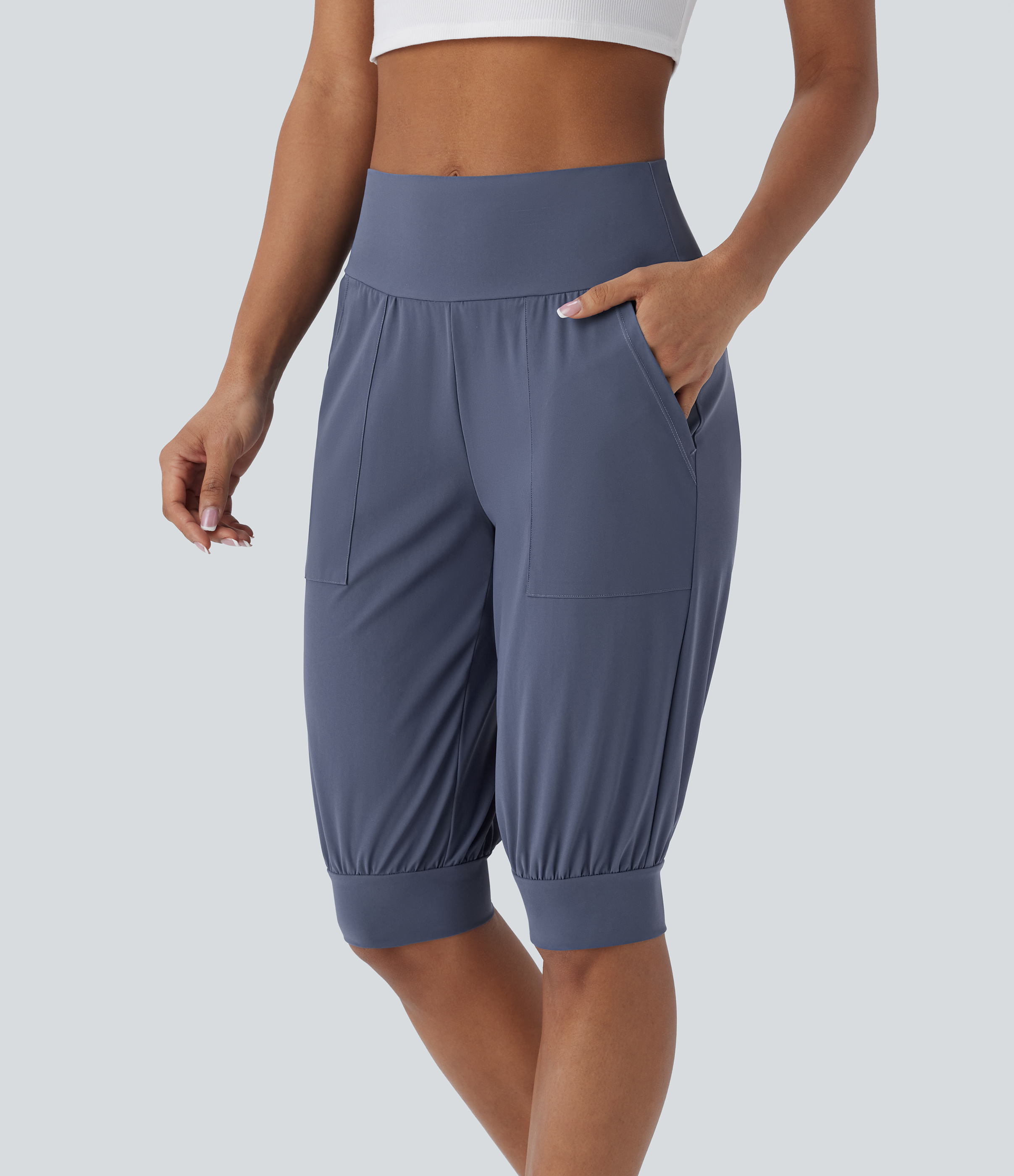 High Waisted Side Pocket Casual Shorts