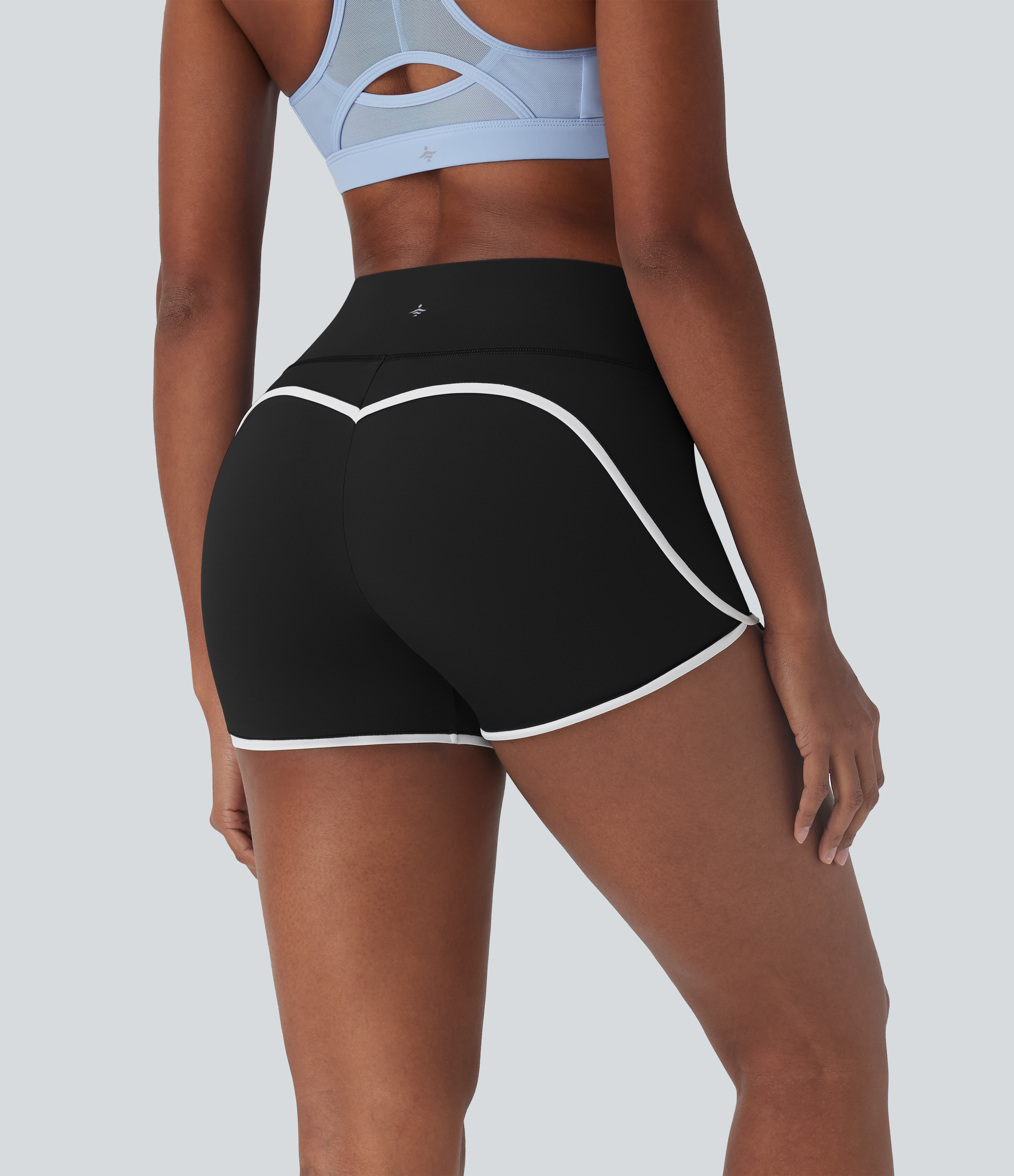 Negro Shorts de yoga moldeadores Softlyzero™ Airy de tiro medio con moldeador de abdomen, bloques de color y tacto frío de 7.5 cm - UPF50+ / 2