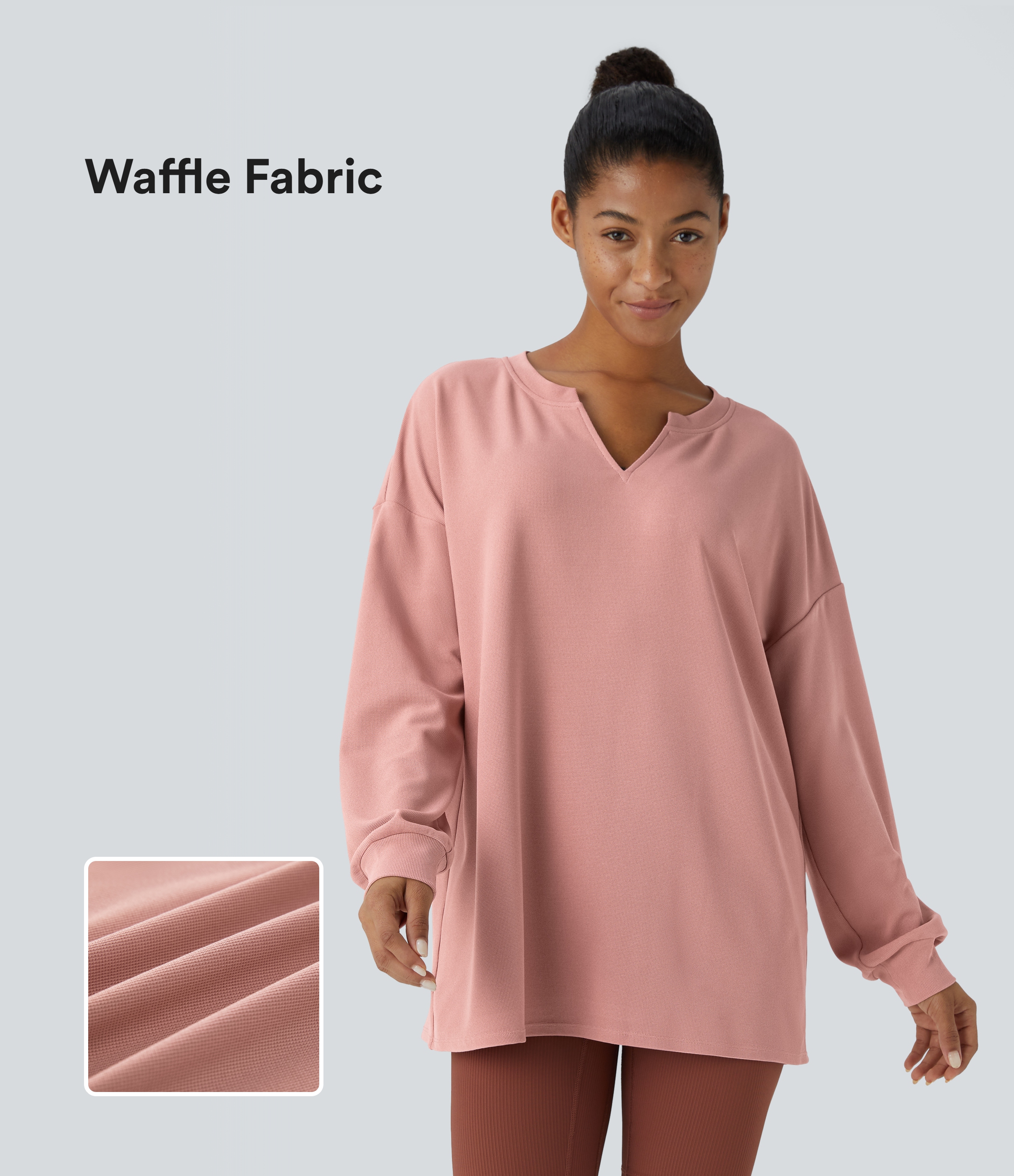 Sudadera holgada cuello V hombro caído