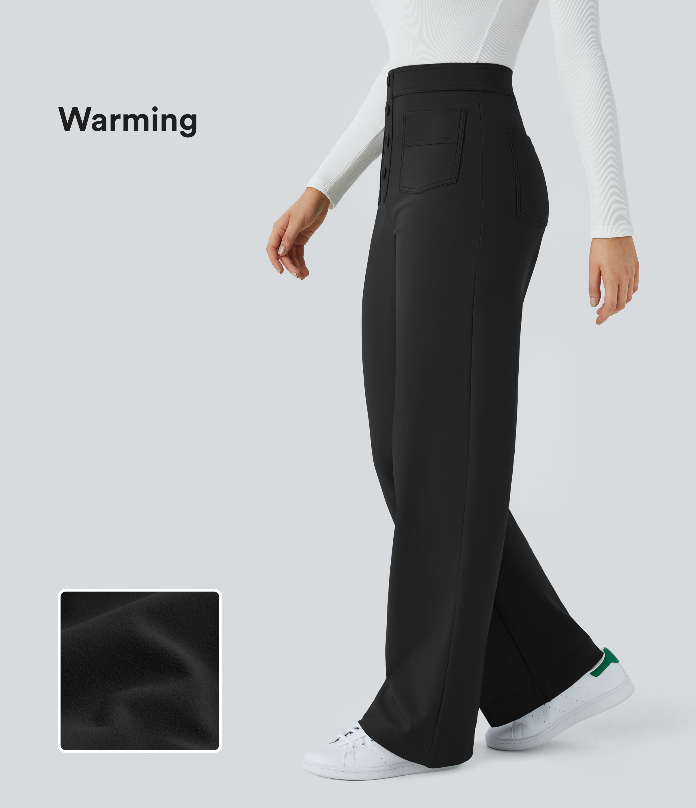 SoftlyZero™ Plush Thermal High Waisted Pockets Straight Leg Casual Pants