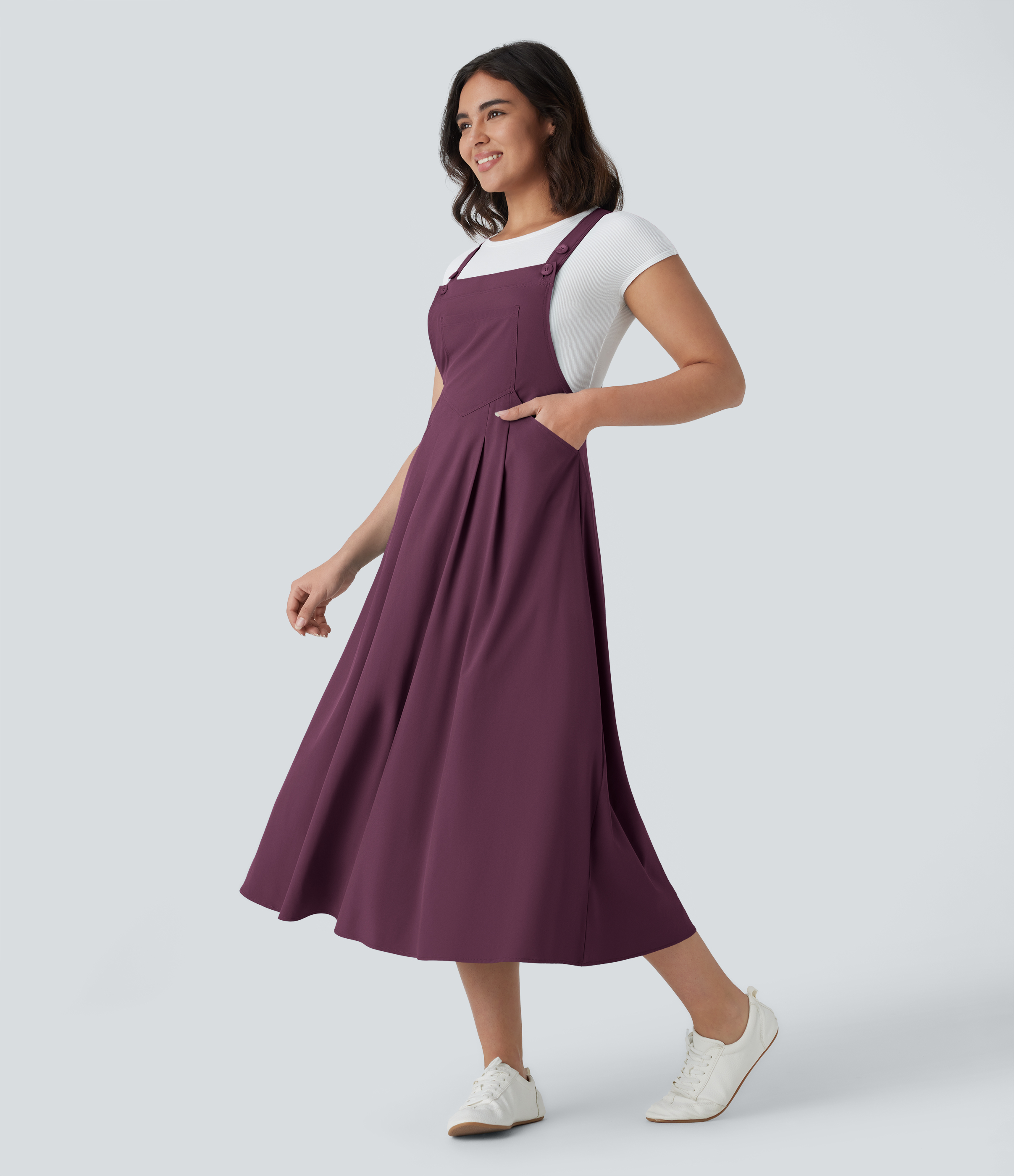 purple midi dress casual Damson Purple A-Line Casual Summer Midi Dress Damson Purple / Small