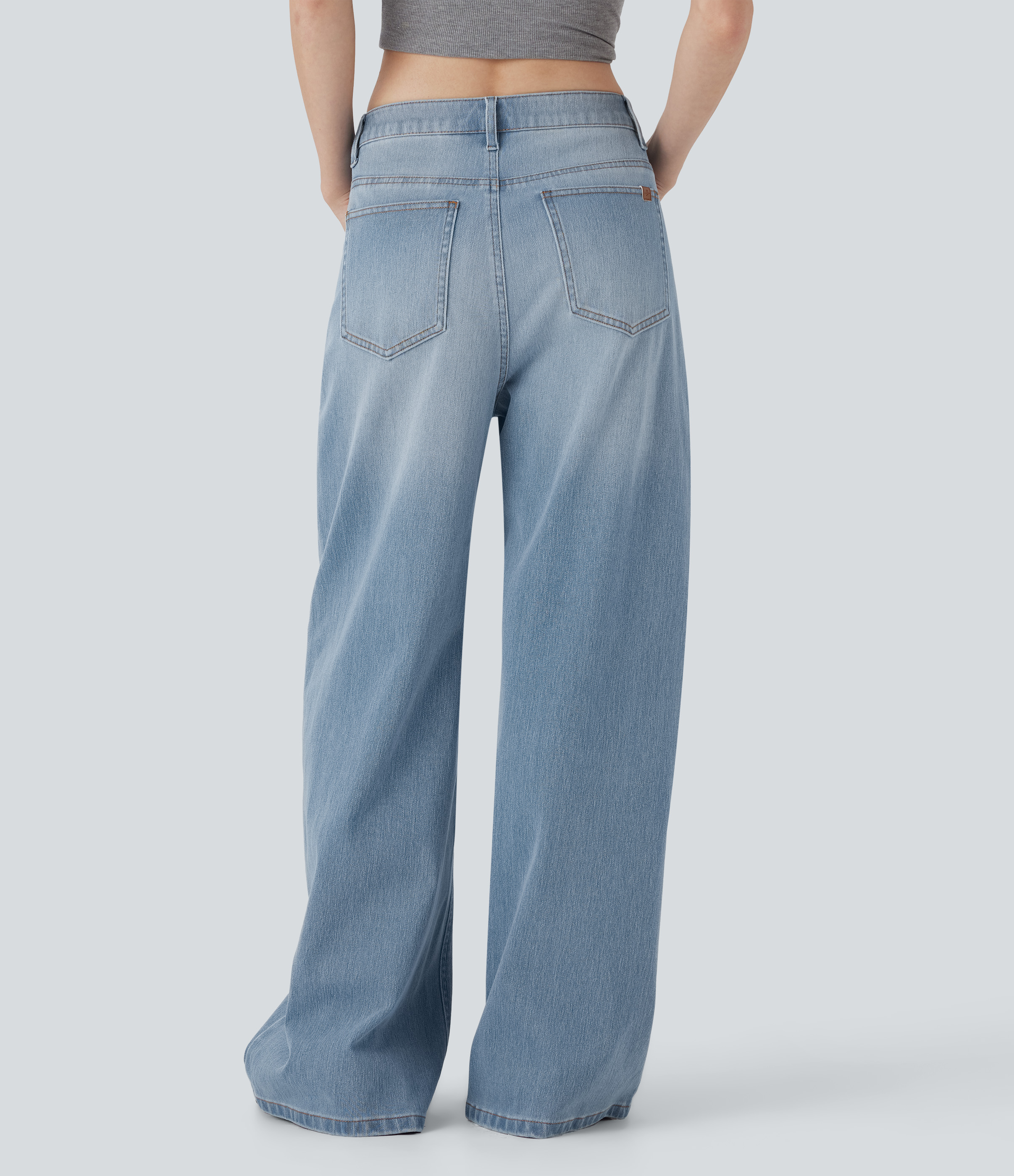 Malibu Blue Denim Halara Flex™ jeans med mellemhøj talje, vasket, løse, med lommer / 2