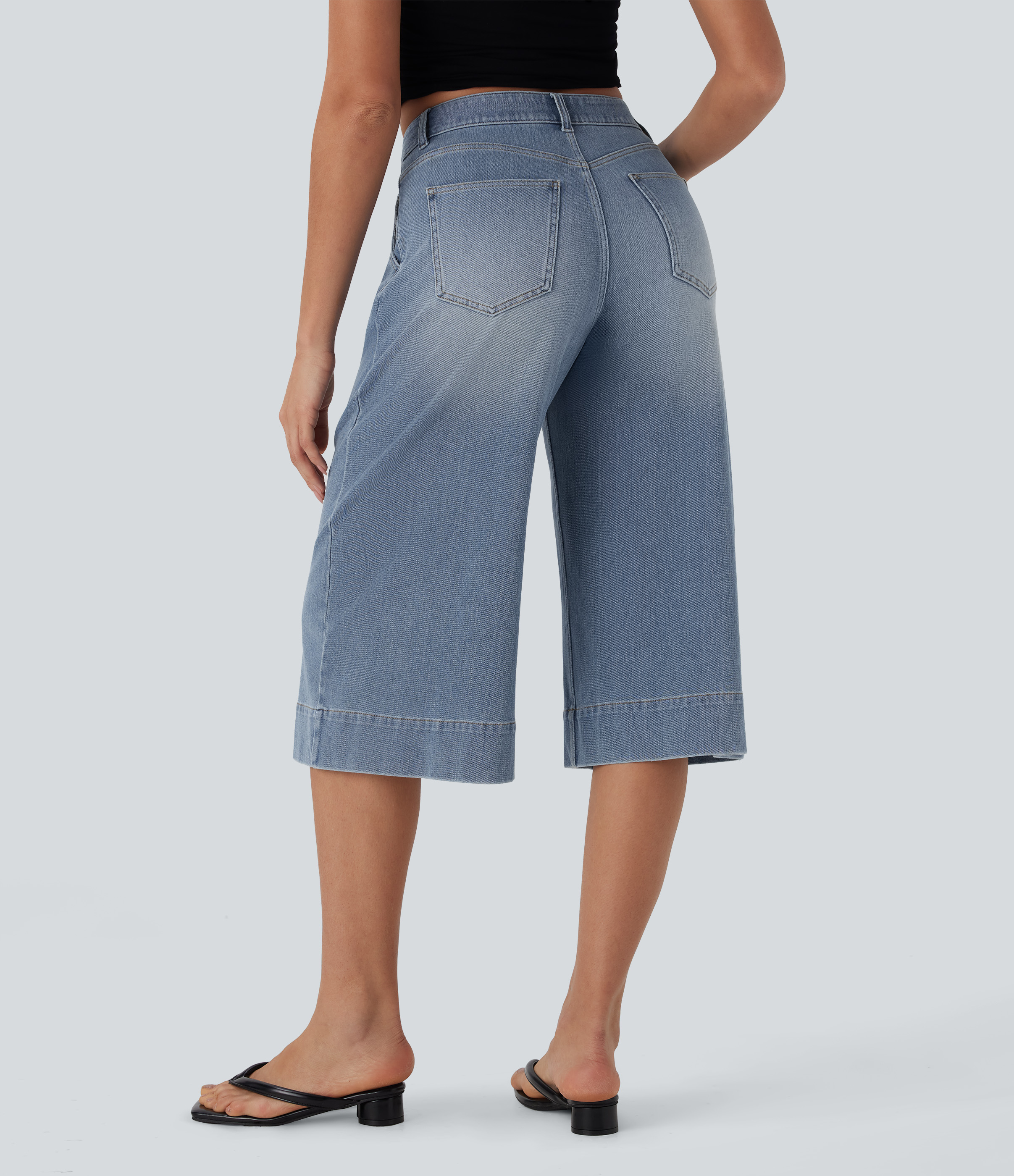 Malibu blue Denim Jeans Halara Flex™ Denim vaquero ancho elástico estilo lavado tiro medio bolsillo / 2