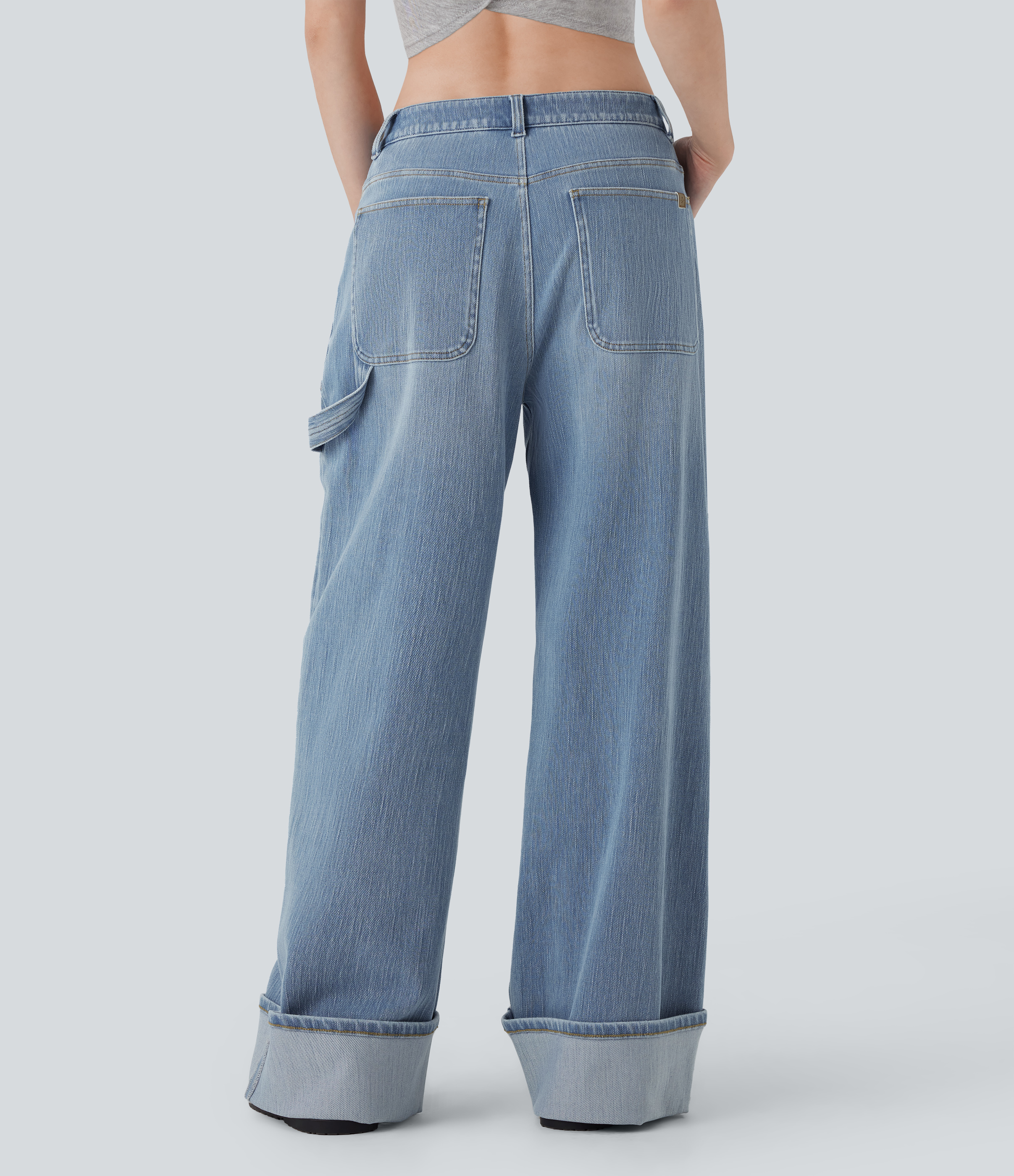 Blue Jasper Denim Jeans holgado Baggy Halara Flex™ Denim elástico estilo desgastado con dobladillo enrollado y tiro bajo con bolsillos / 2