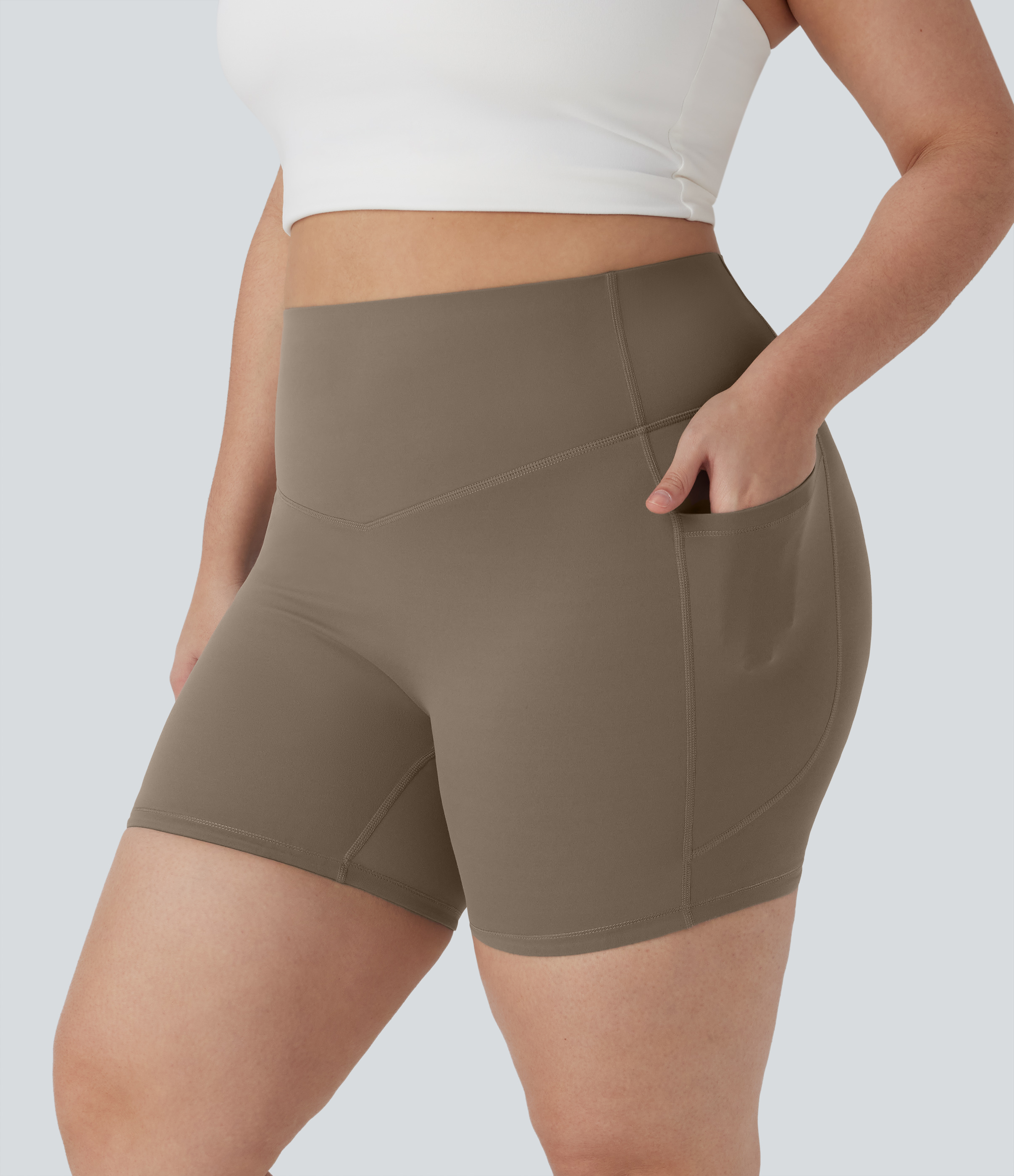 Plus Size Halara UltraSculpt™ High Waisted Tummy Control Shaping Training Biker Shorts 5'' with Pockets
