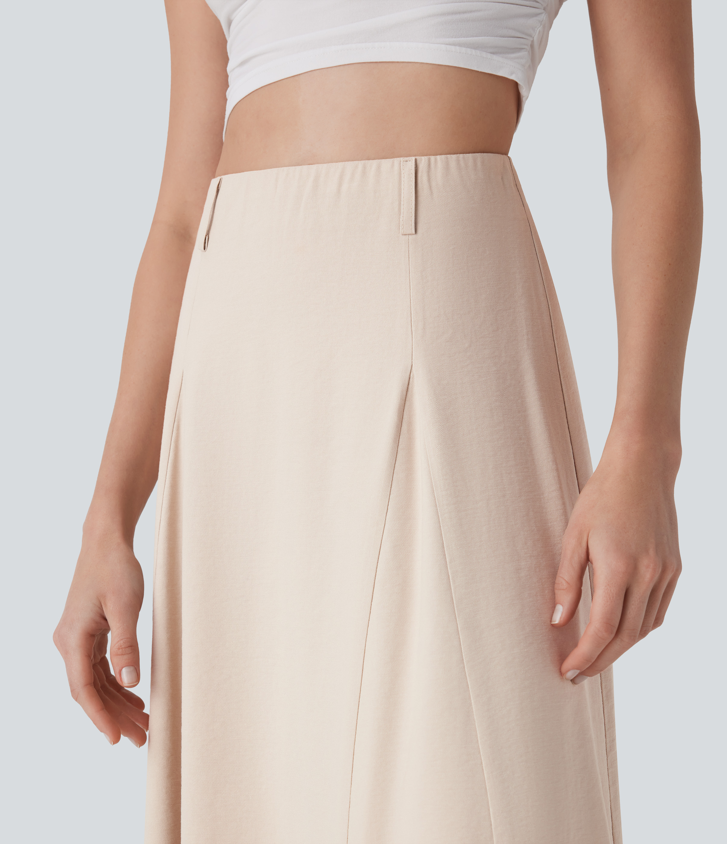 Women's High Waisted Maxi Casual Linen-Feel Flare Skirt - Halara