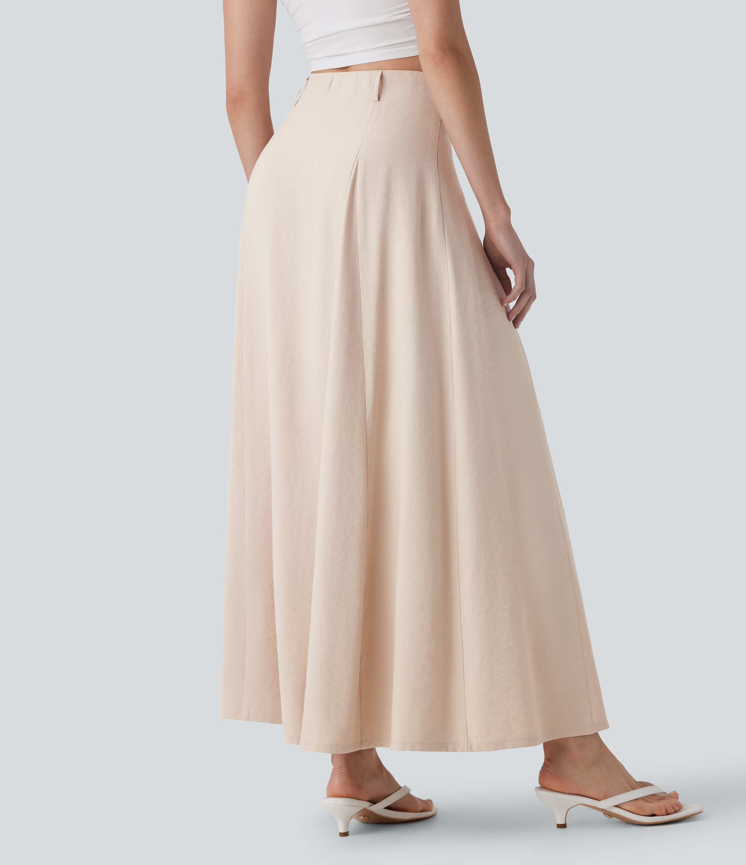 Brazilian Sand Falda larga casual efecto lino con tiro alto, vuelo y cremallera invisible / 2